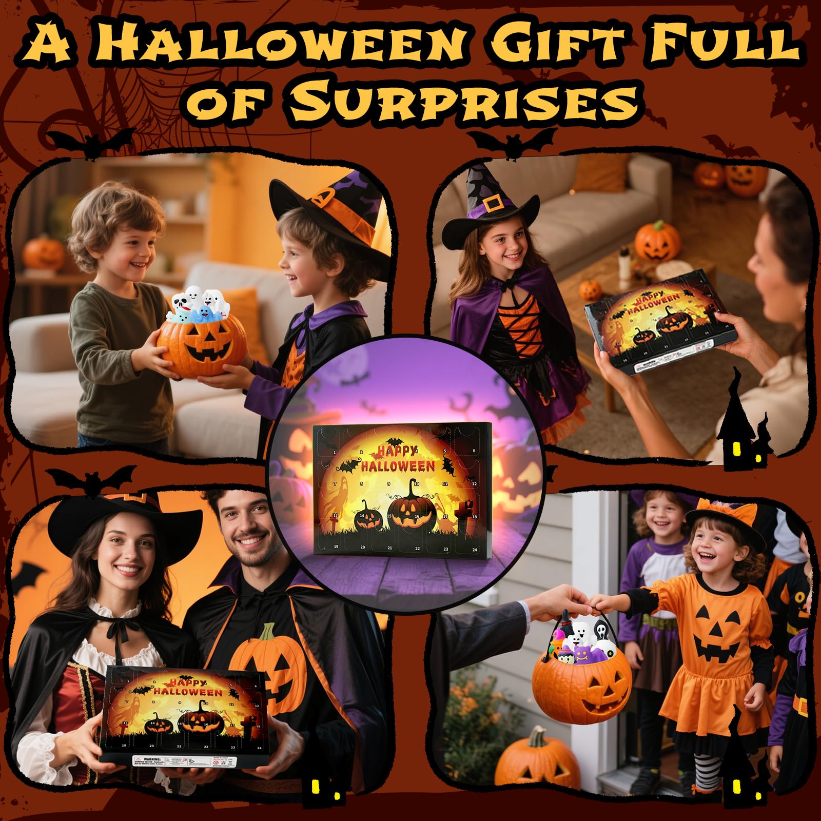 Halloween Advent Calendar 2025 with Mochi Squishy Toys 24 Days, Mini Squishy Advent Calendar for Kids, Boys, Girls, Teen (Hallow