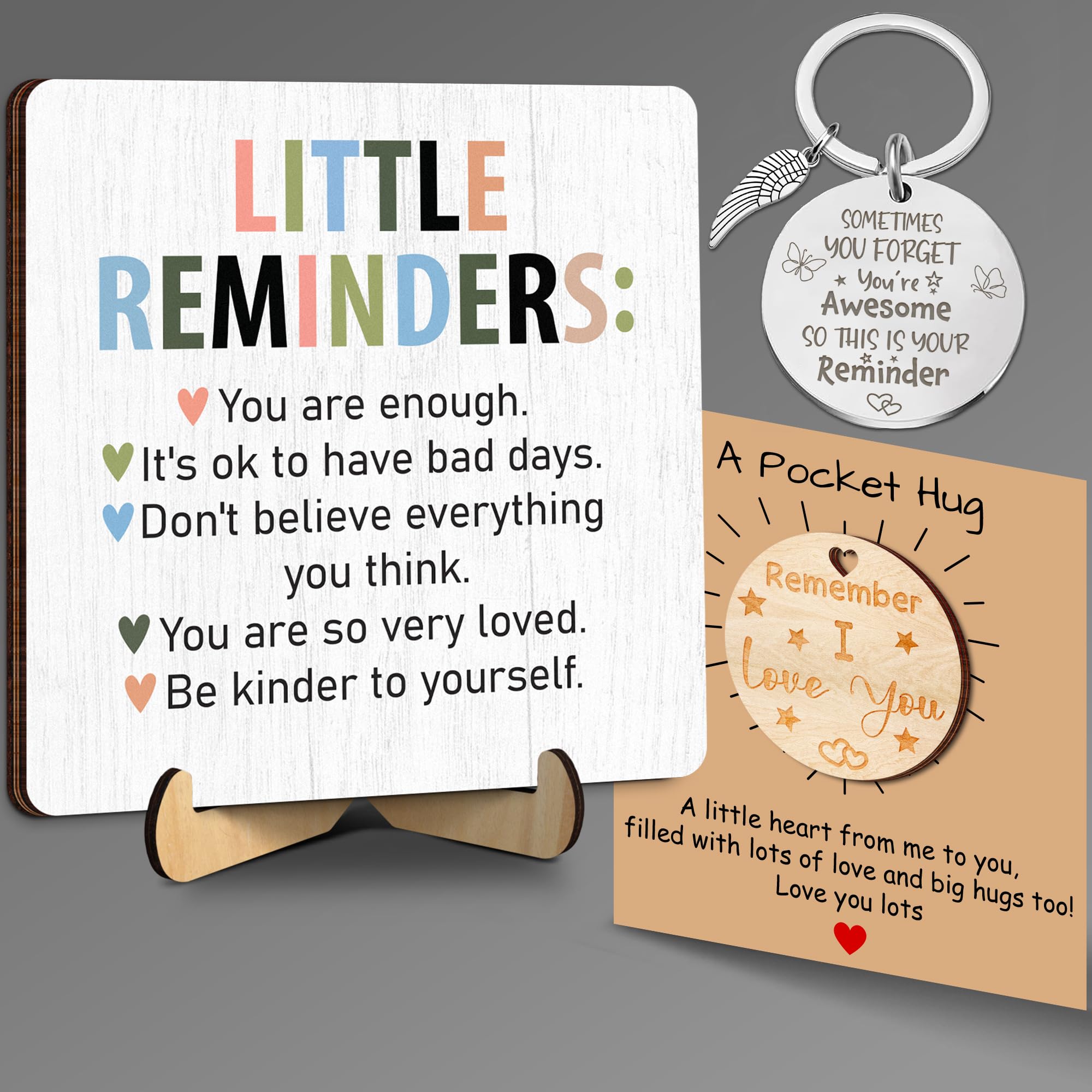 Inspirational Gifts for Women Men Employee, Appreciation Little Reminders Desk Sign, Motivational Home Office Decor, Pocket Hug 