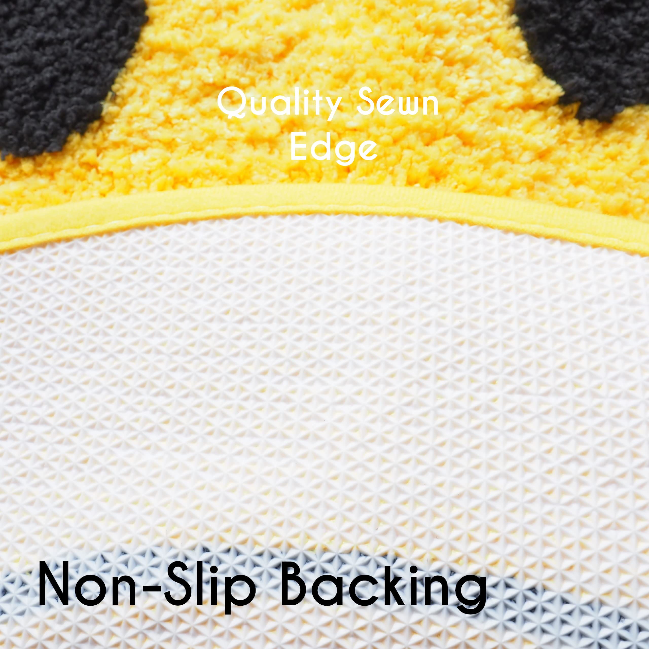 Evovee Yellow Bath Mat Rug Funny Happy Cute Bathroom Decor Shower Rugs Retro Funky Bedroom Aesthetic Fun Round Preppy Cool Apart