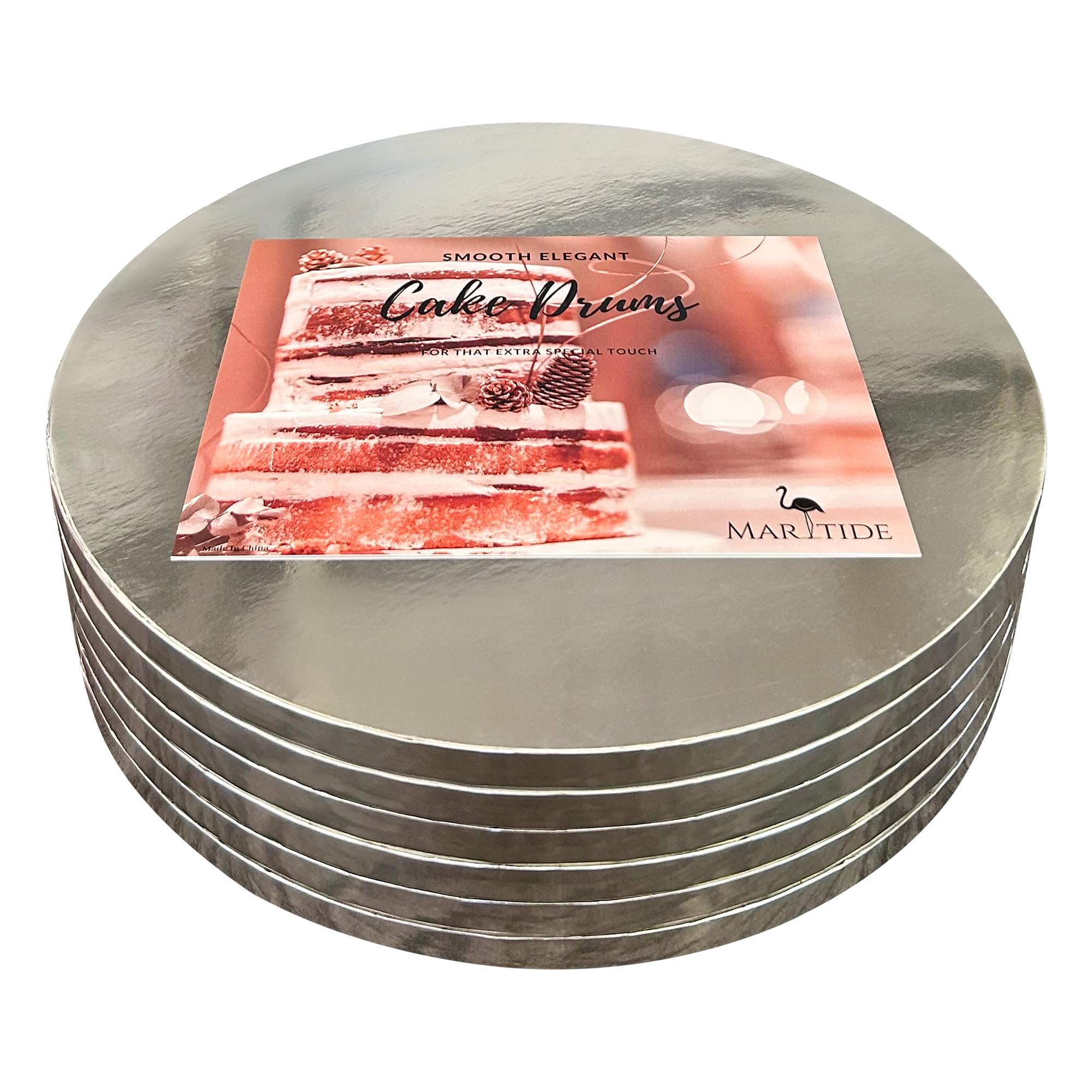 16 Inch Cake Board Drums Round, 6-Pack, Silver, Sturdy 1/2    Thick for Heavy Or Multi-Tiered Cakes