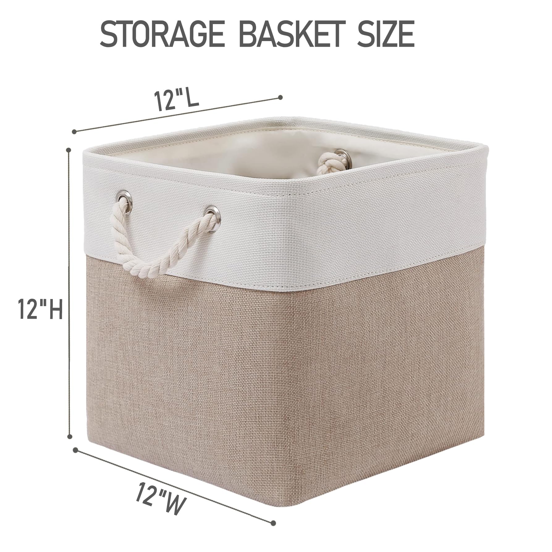 Midmmvick 12 X 12 Inch Cube Storage Bins, 6 Pack Large Collapsible Fabric Storage Bin With Ropes, Foldable Storage Cubes For Hom