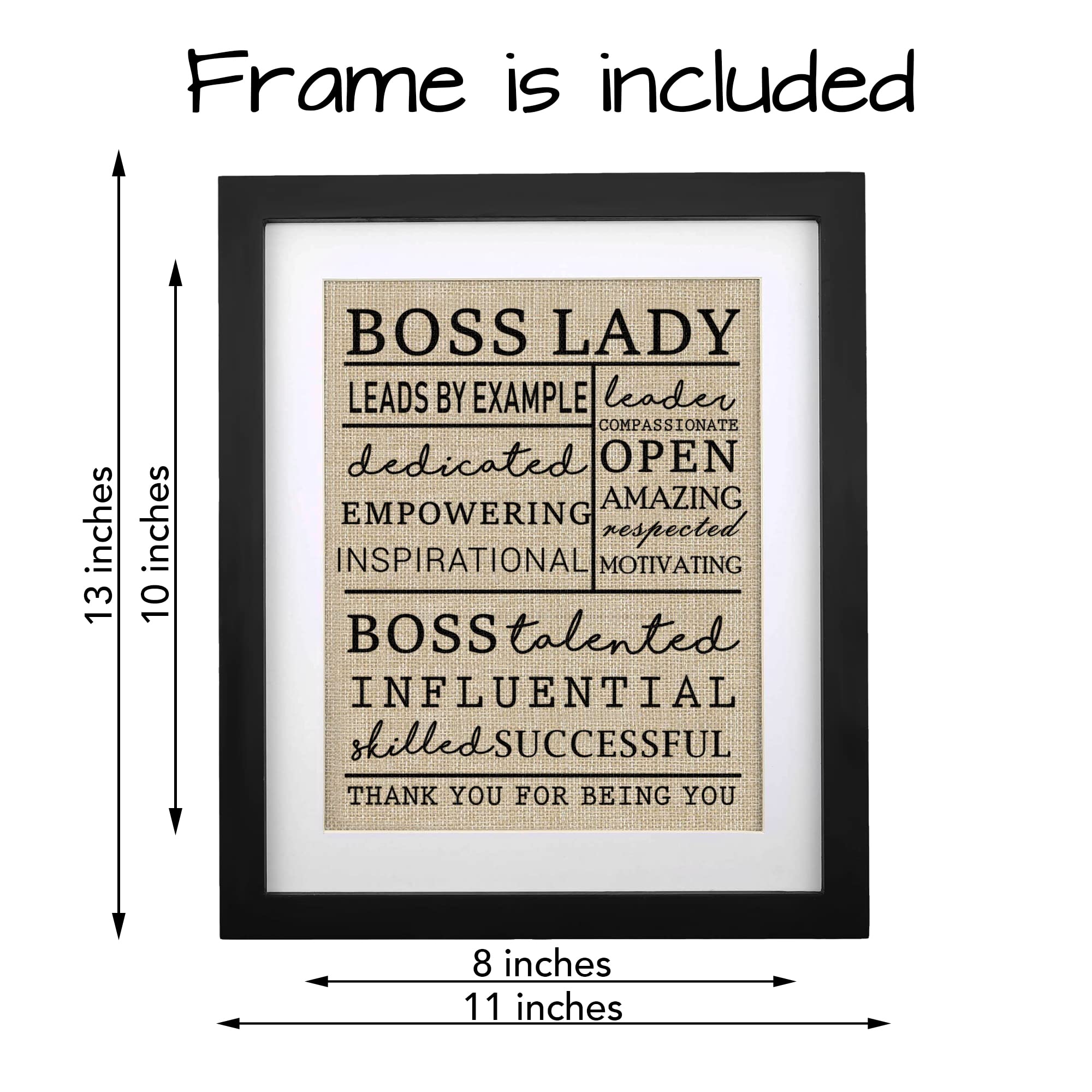 Faceinse Framed Burlap Print Gifts For Boss Lady Retirement Gifts For Mentor Supervisor Leader Thank You Boss Gift Boss Day Gift