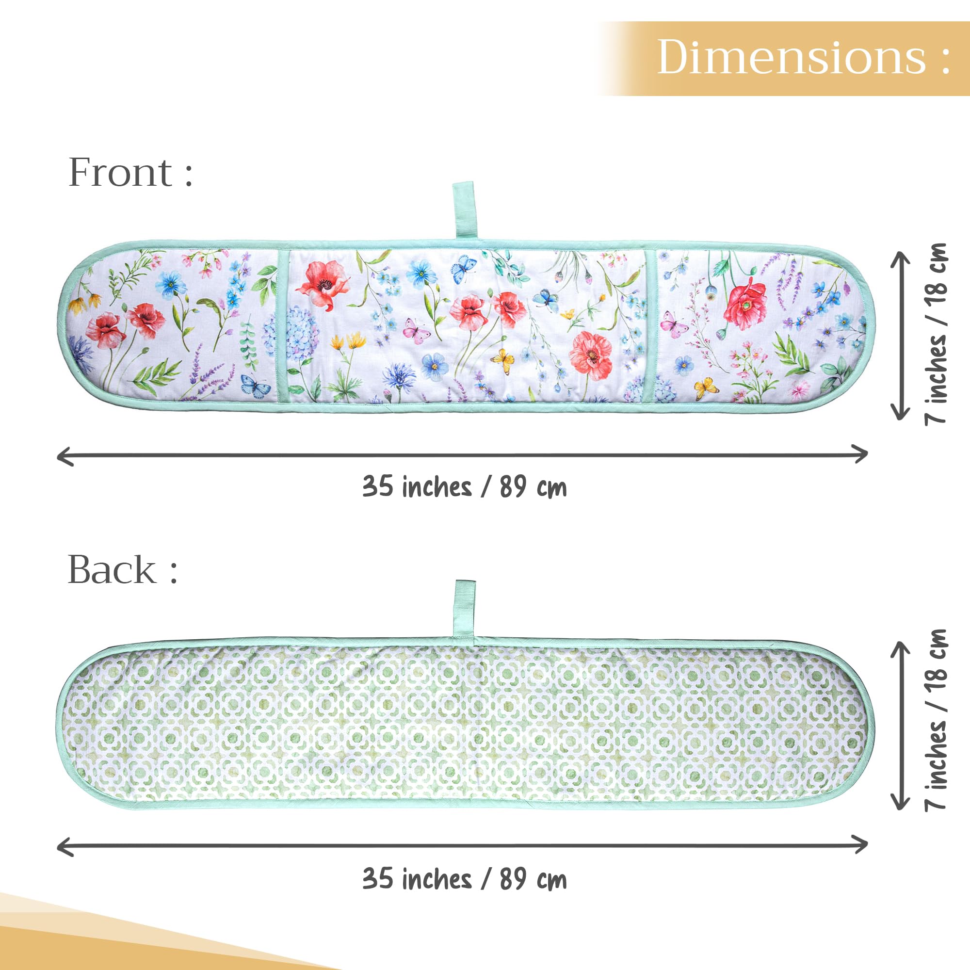 Maison d Hermine Just Florals 100% Cotton Easter Double Oven Glove with Loop Heat Resistant for BBQ  Cooking  Baking  Grilling  Microwave  Barbecue  Spring/Summer (7.5 Inch by 35 Inch)