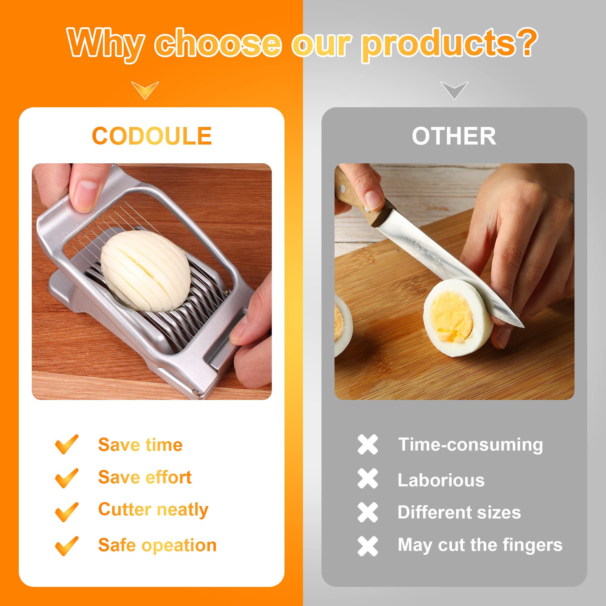Egg Slicer For Hard Boiled Eggs Egg Cutter Strawberry Slicer Heavy Duty Aluminium Tomato Slicer Stainless Steel Wire Multipurpos