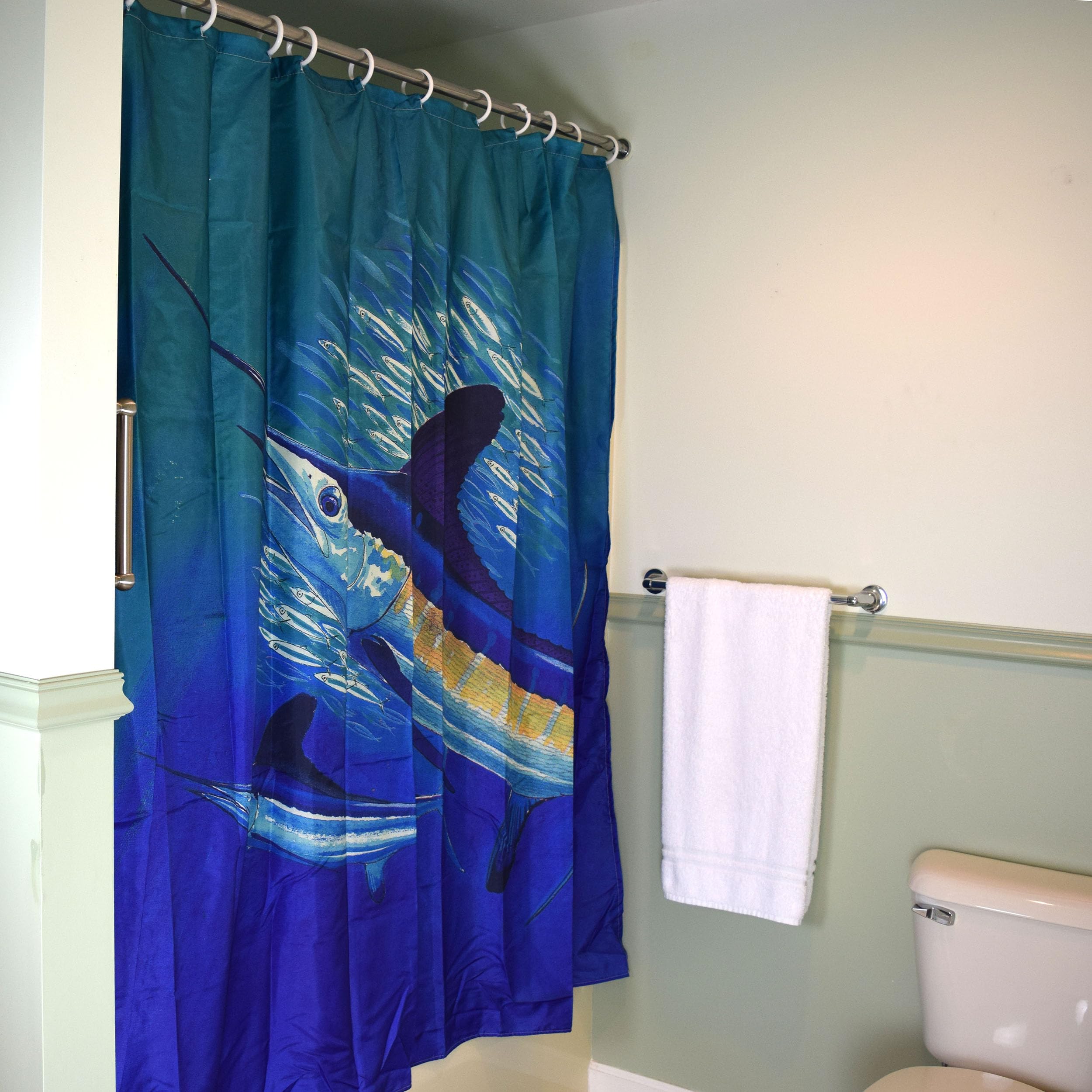 Rivers Edge Products Bathroom Shower Curtain, 70 X 72 Inches, Unique Bath Curtain With Hooks, Printed Licensed Art Of Animal Nat