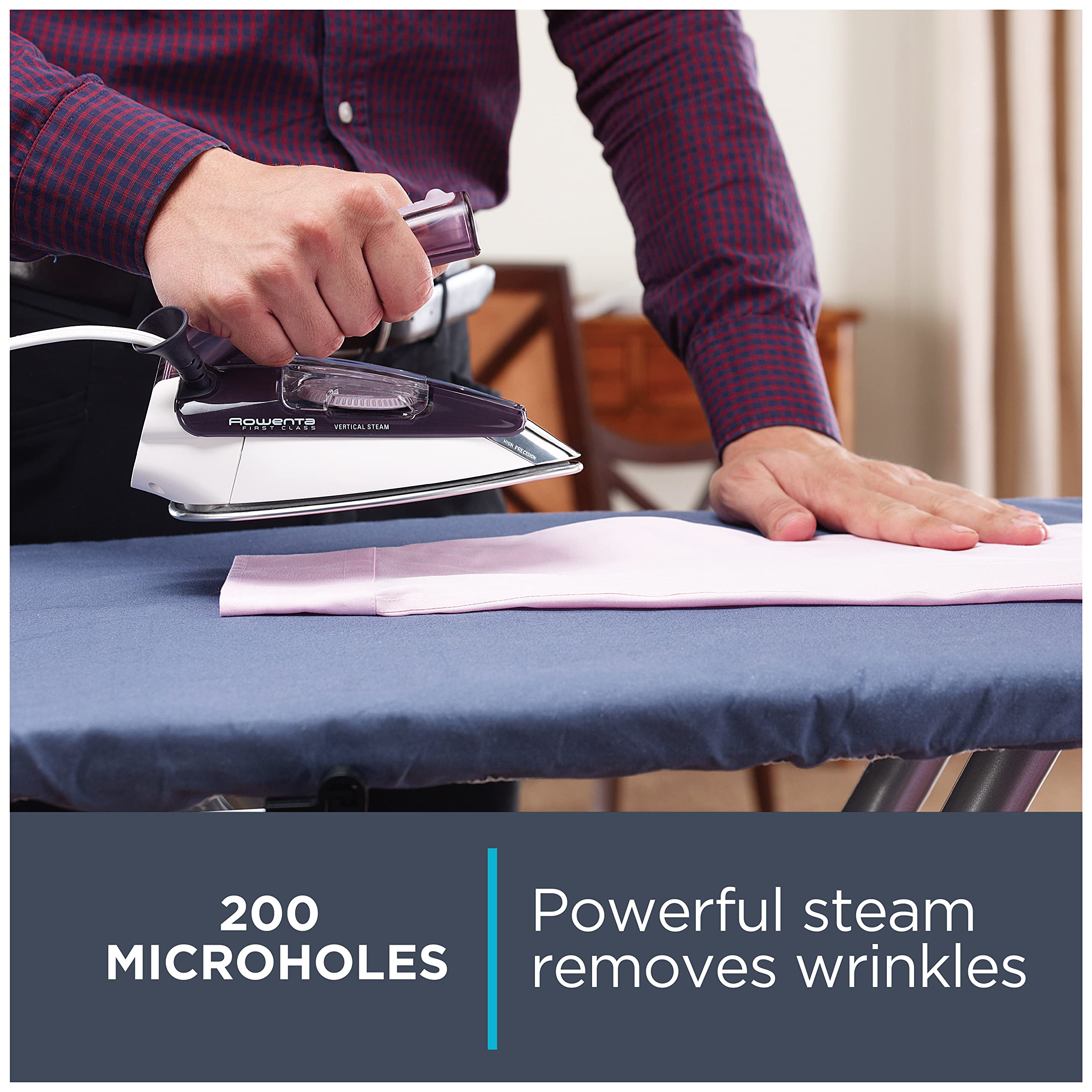 Rowenta, Travel Iron, Pro Compact Stainless Steel Soleplate Steam Iron For Clothes, 200 Microsteam Holes, 1000 Watts Ironing, Fa