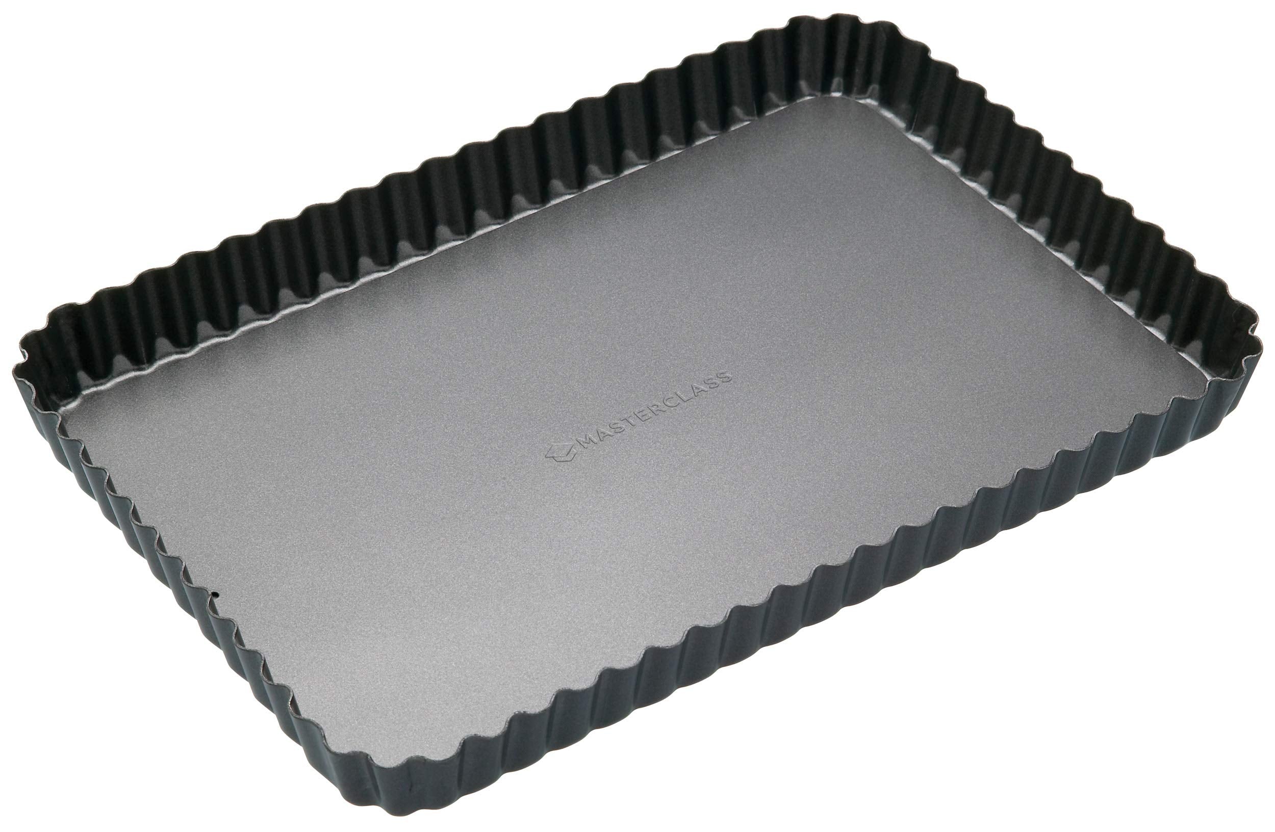 Masterclass Kcmchb55 31 X 21 Cm Loose Bottomed Tart Tin With Pfoa Non Stick, Robust 1 Mm Thick Carbon Steel, 12 X 8.5 Inch Flute