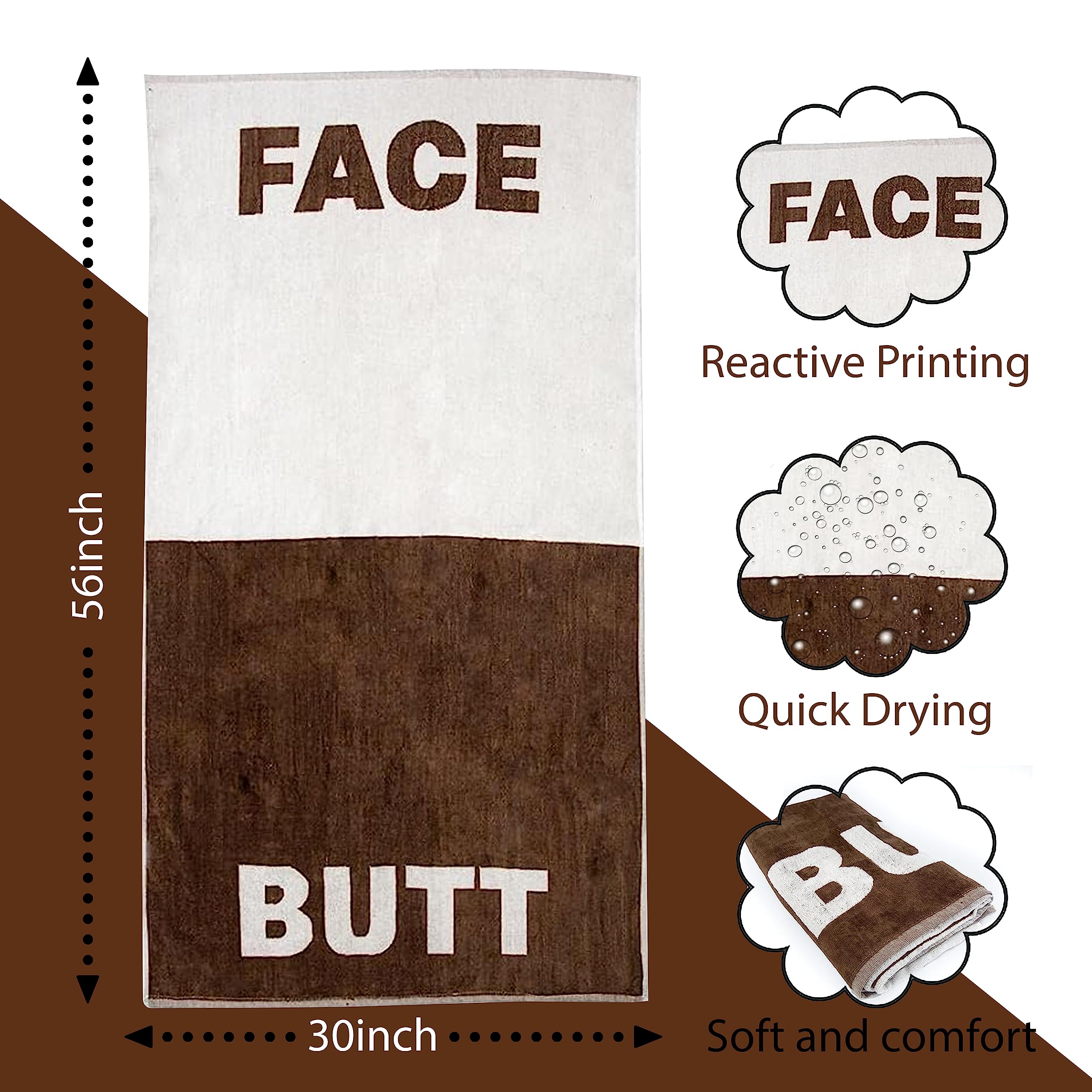 Kovot Bath Towel 100% Cotton Beach Towel 30'' X 56'' | Face/Butt Practical & Novelty Gift