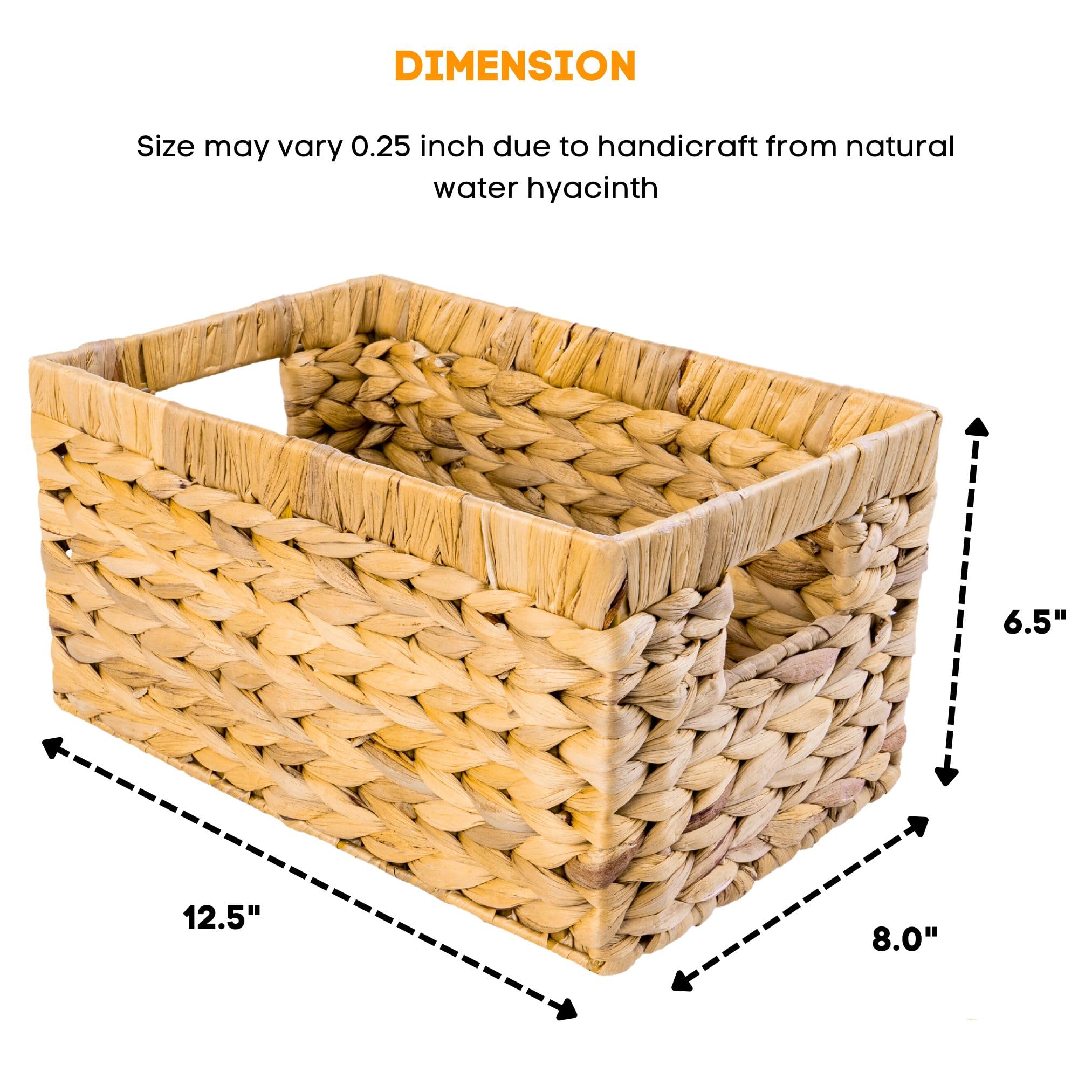 Set Of 3 Wicker Storage Basket, Water Hyacinth Storage Baskets, Wicker Storage Baskets For Shelves, Wicker Baskets For Storage,