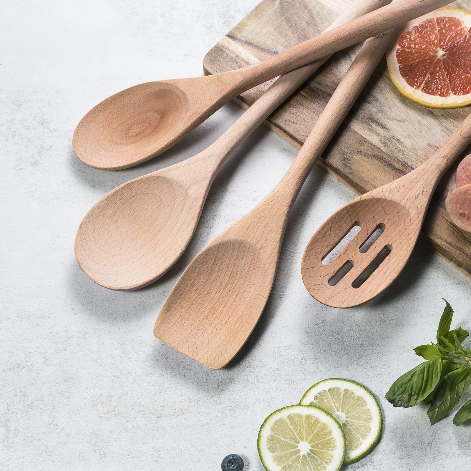 Wooden Spoons For Cooking Wooden Kitchen Utensil Set Of 4 Beech Wood Non Scratch Bill.F Wooden Cooking Utensils Spatula Set Incl
