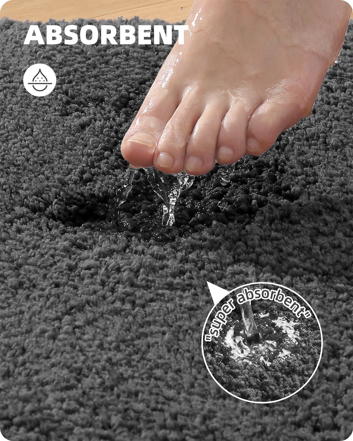 Color&Geometry Dark Grey Bathroom Rugs 20   X32   - Upgrade Your Bathroom With Soft Thick Dark Gray Bath Mat- Non Slip, Plush, A