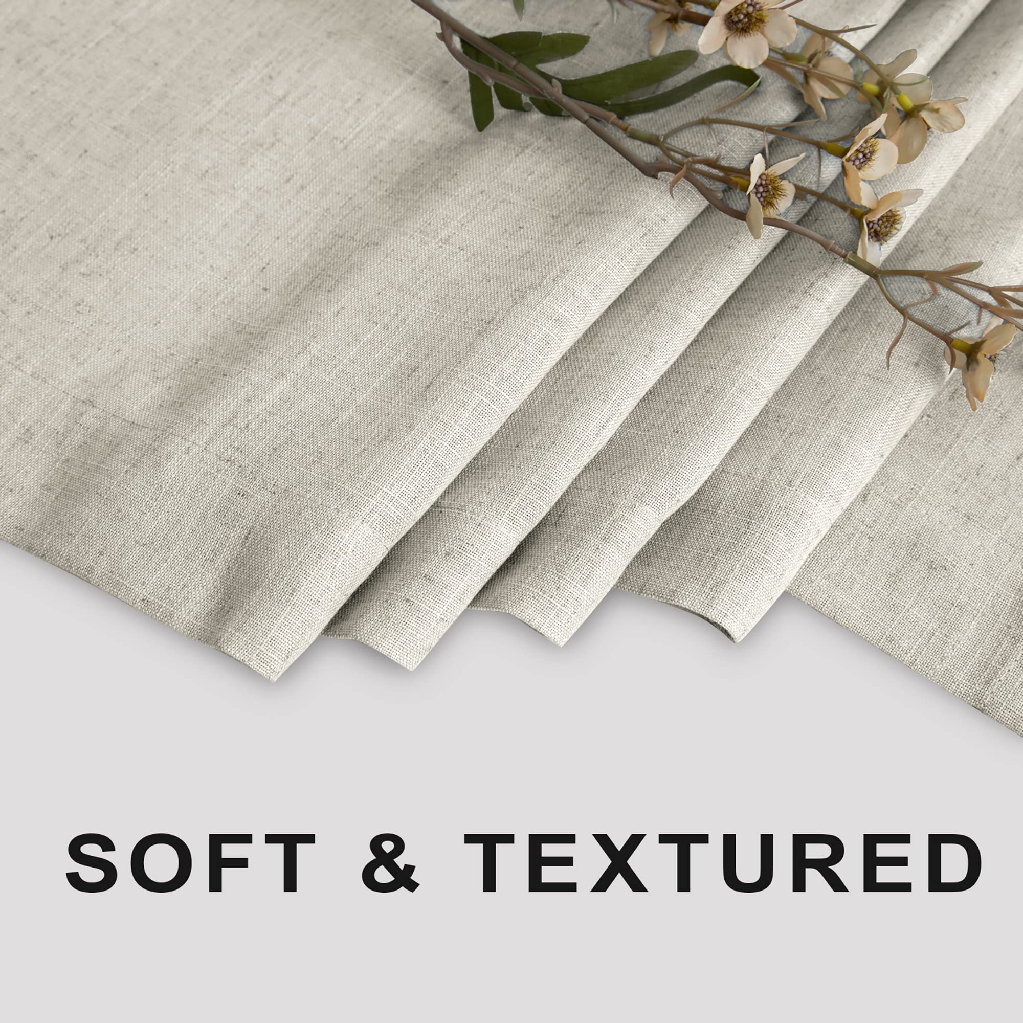Textured Fabric Shower Curtain Liner Set with Hooks Waterproof Luxury Natural Linen Neutral Tone Burlap Woven Look Vintage Country Style Rustic Shower Curtains for Bathroom Tan Beige 72x72 Inch