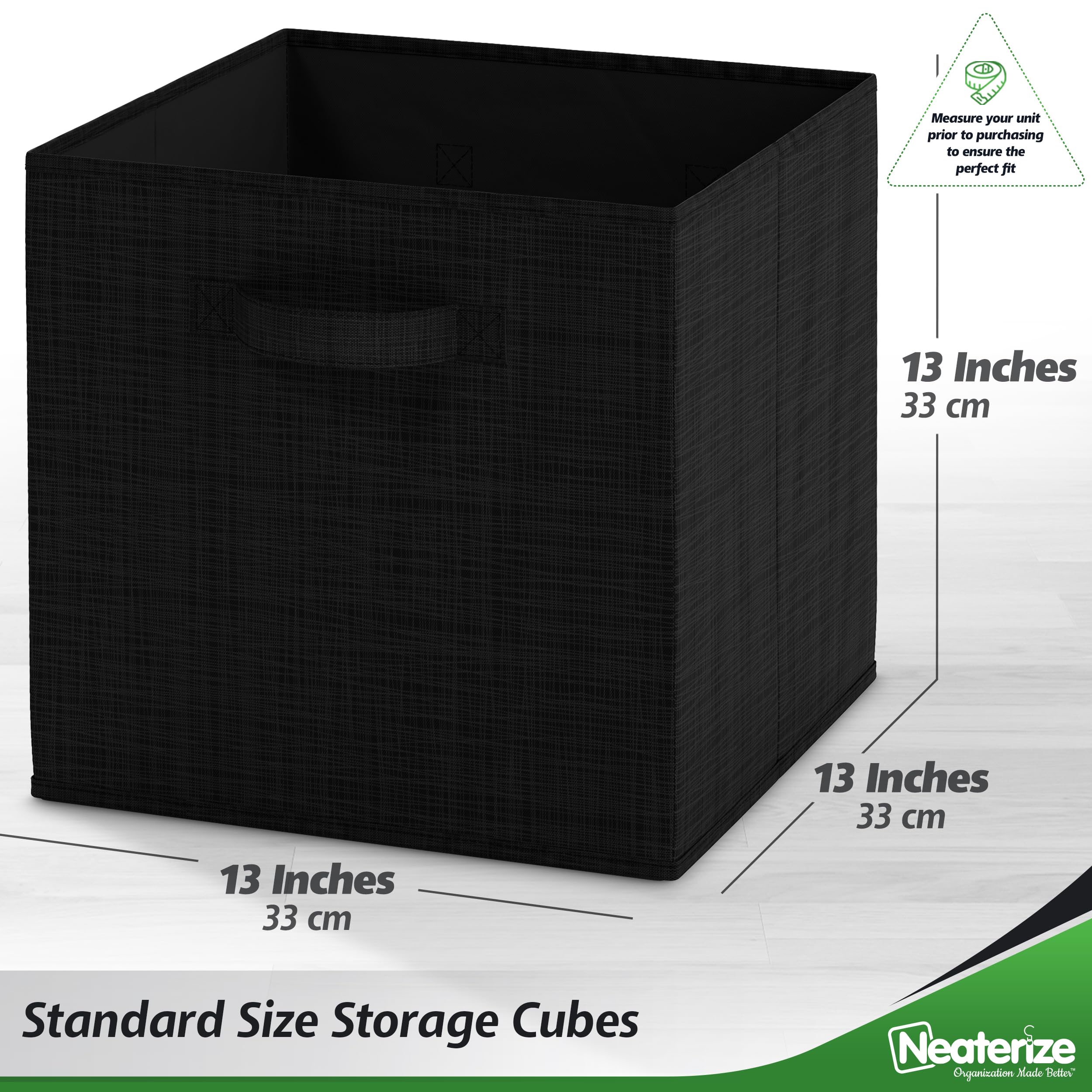 Fabric Storage Cubes For Cube Organizer - 6 Pack Heavy Duty Textured Black Storage Bins - 13 Inch Cube Storage Bin, Use As A Clo