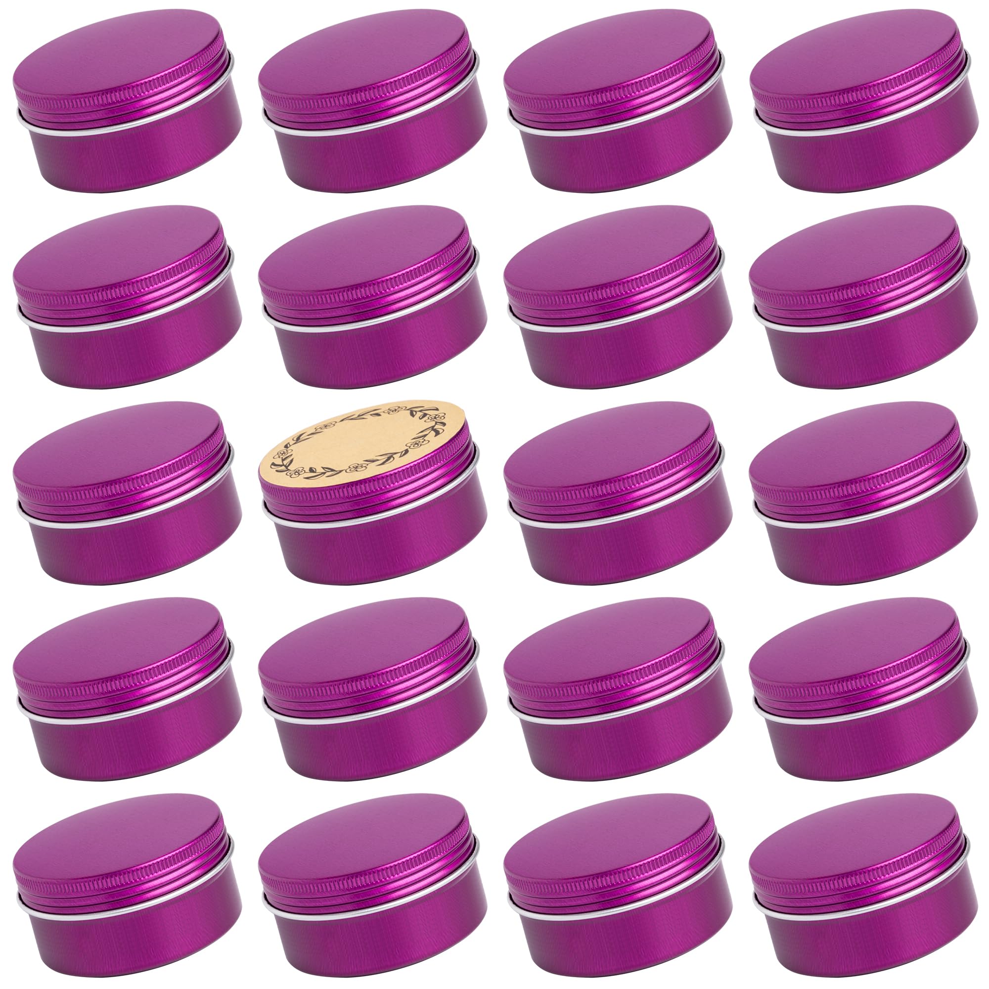 24 Pack 3Oz Screw Top Aluminum Tin Jars With Screw Lids And Blank Labels - Refillable 90Ml Metal Containers For Lip Balms, Candl