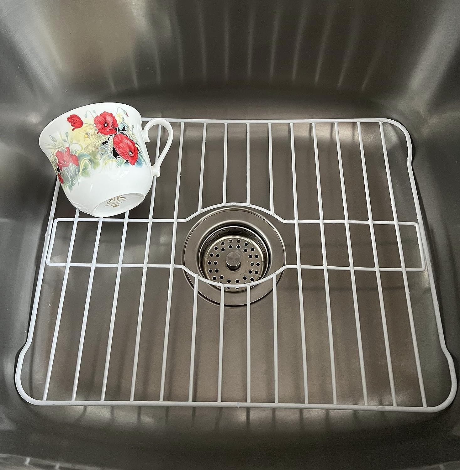 Sofinni Sink Protectors For Kitchen Sink Bottom With White Coating Sink Grate Insert Grid Sink Bowl Drying Rack Steel Small (10.