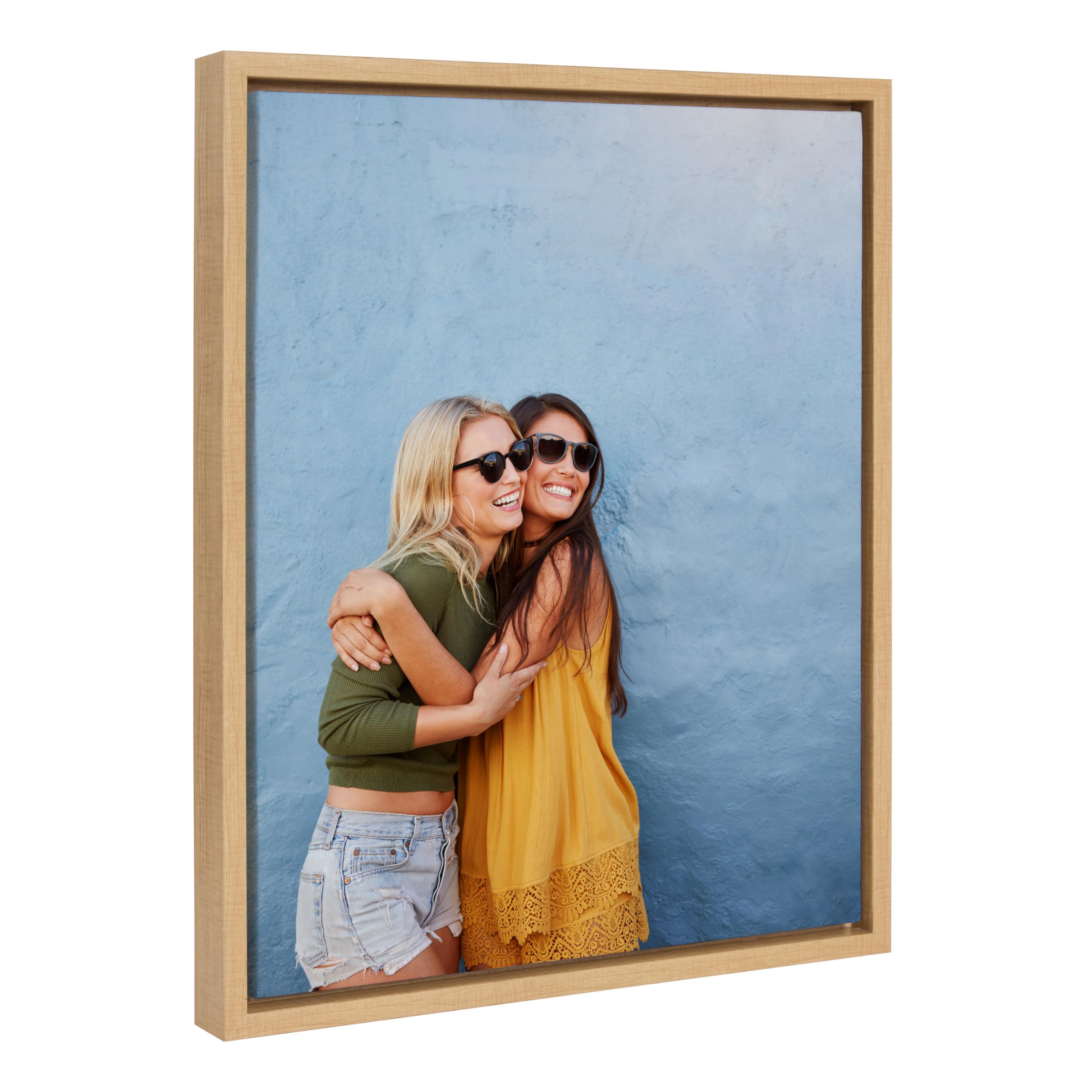 Kate And Laurel Sylvie Custom Printed Framed Canvas Wall Art, 16X20 Natural, Personal Canvas Print With Your Photos For Bedroom