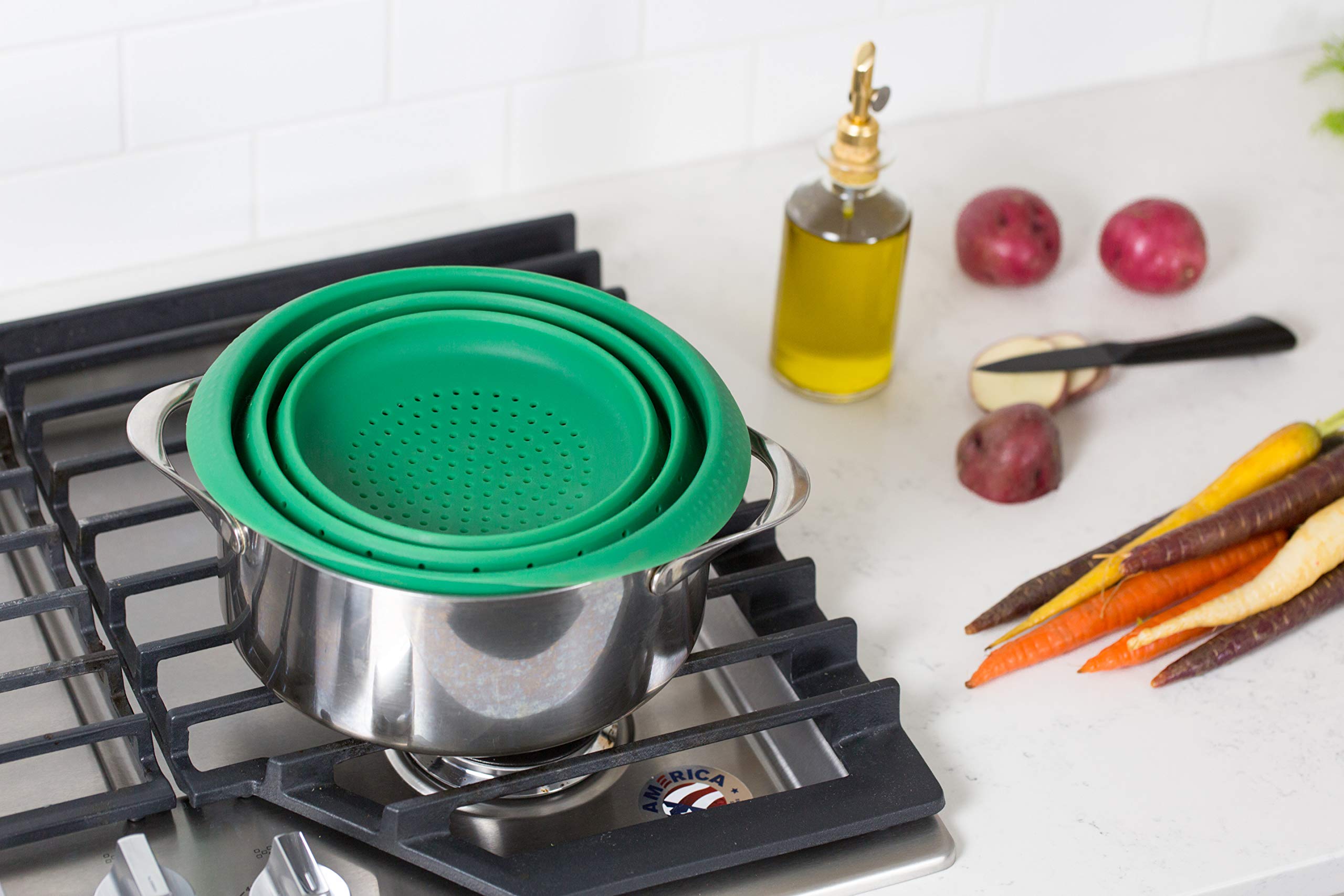 Better Houseware 4-Quart Silicone Collapsible Colander - Green