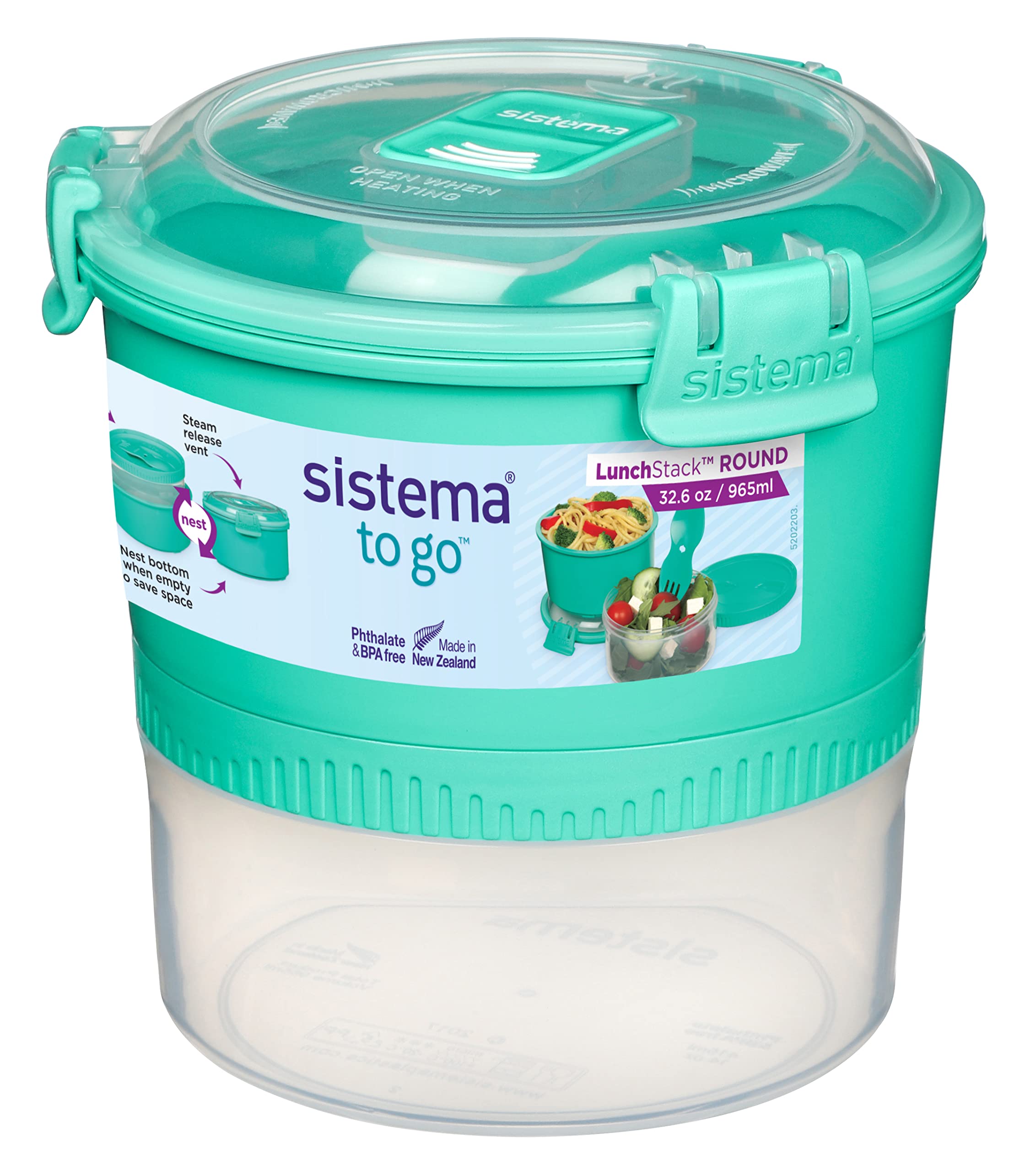 Sistema 965ml Lunch Stack to go  Polypropylene  Assorted colours  965 ml