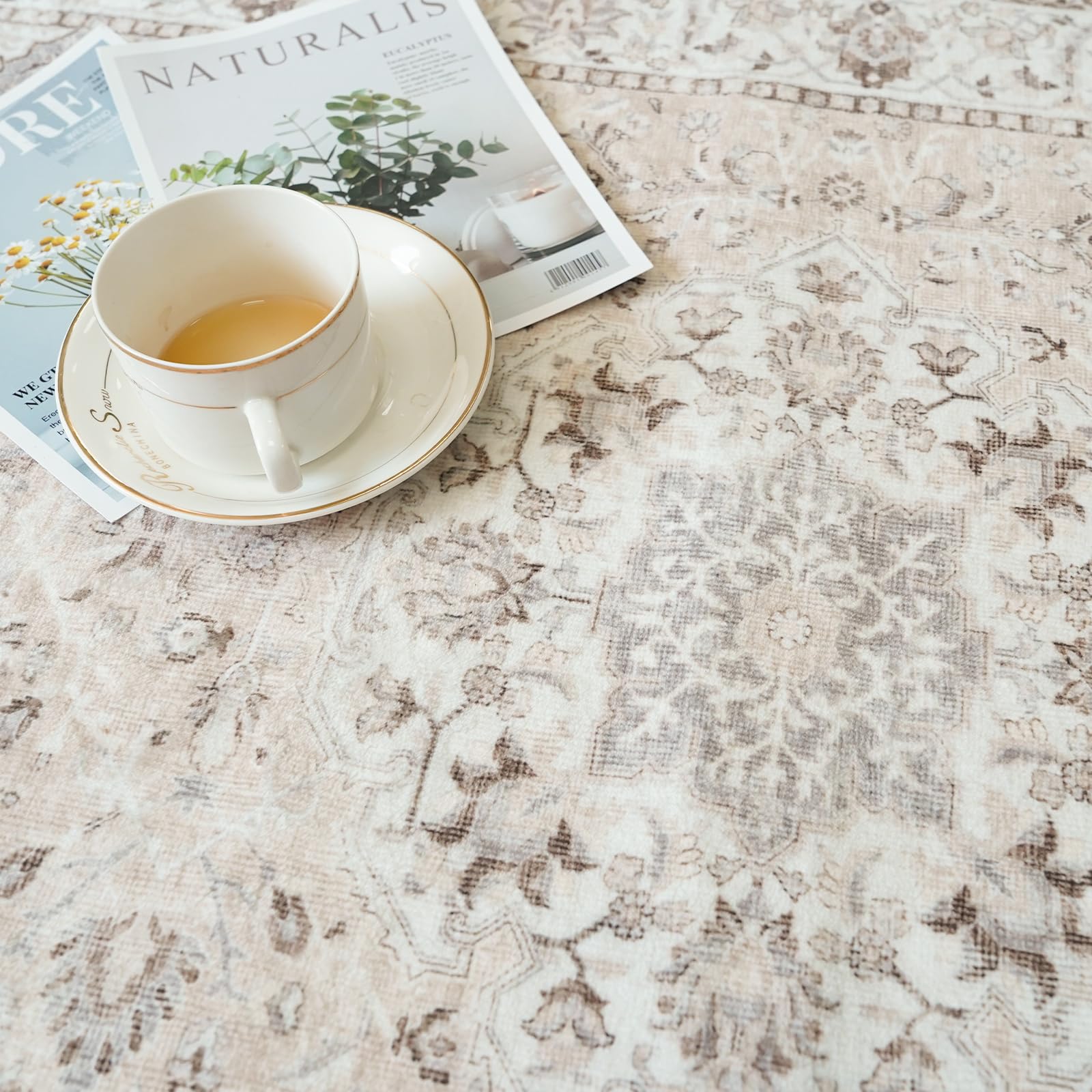3x5 Living Room Area Rugs: Vintage Washable Non-Slip Rug for Bedroom Dining Room Soft Carpet for Nursery Kitchen Home Office Dur