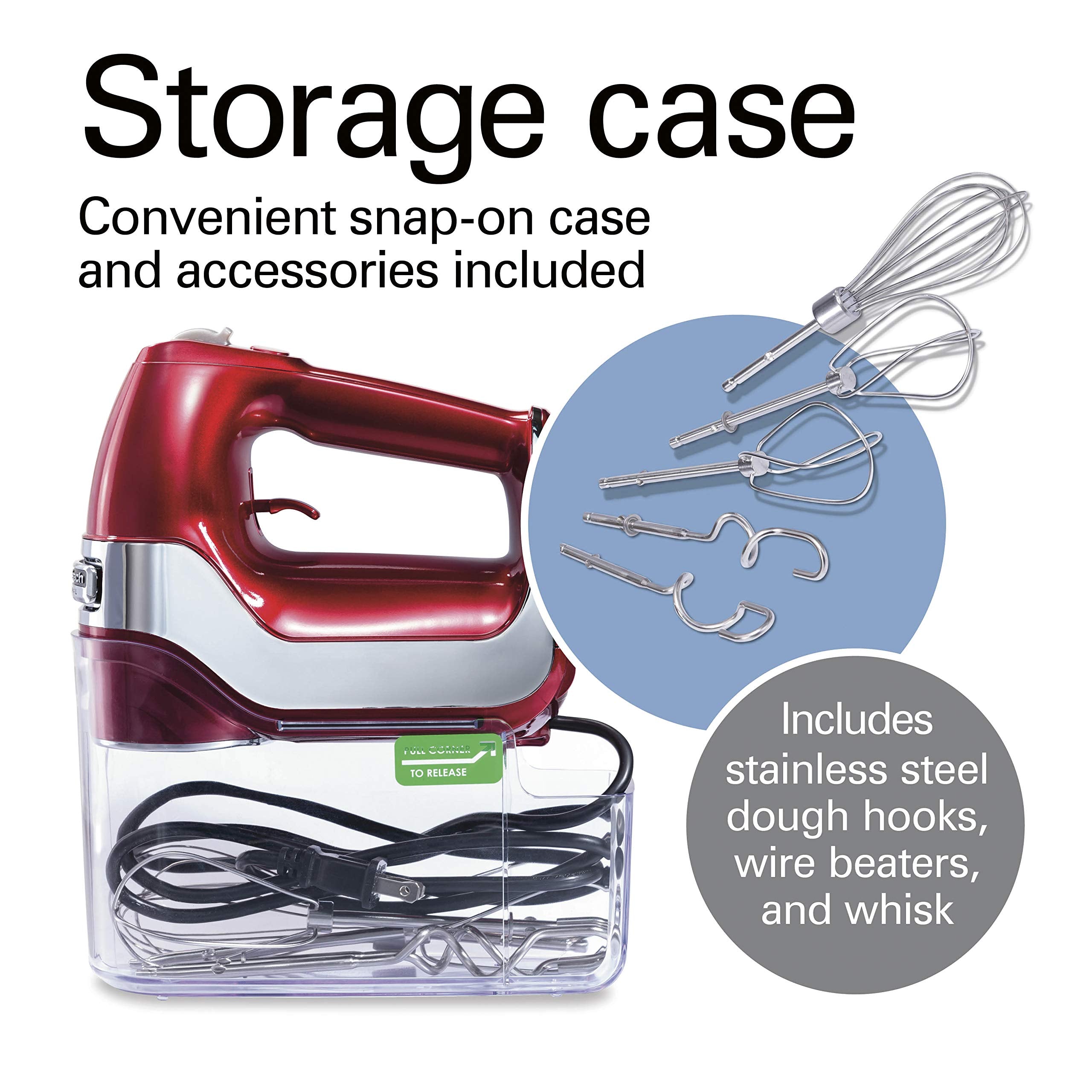 Hamilton Beach Professional 62653 5-Speed Electric Hand Mixer With High-Performance Dc Motor Slow Start, Snap-On Storage Case, S