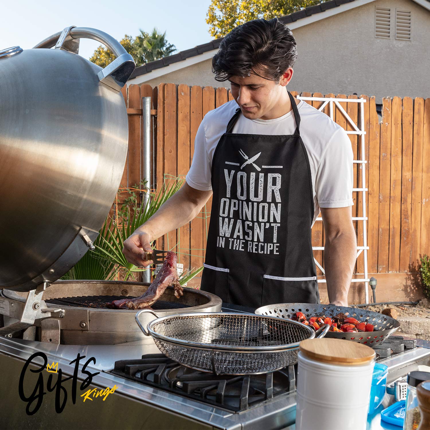 Funny Apron For Women And Men With 2 Large Pockets - Your Opinion Wasnt In The Recipe One-Size-Fits-All Adjustable Cotton/Poly C