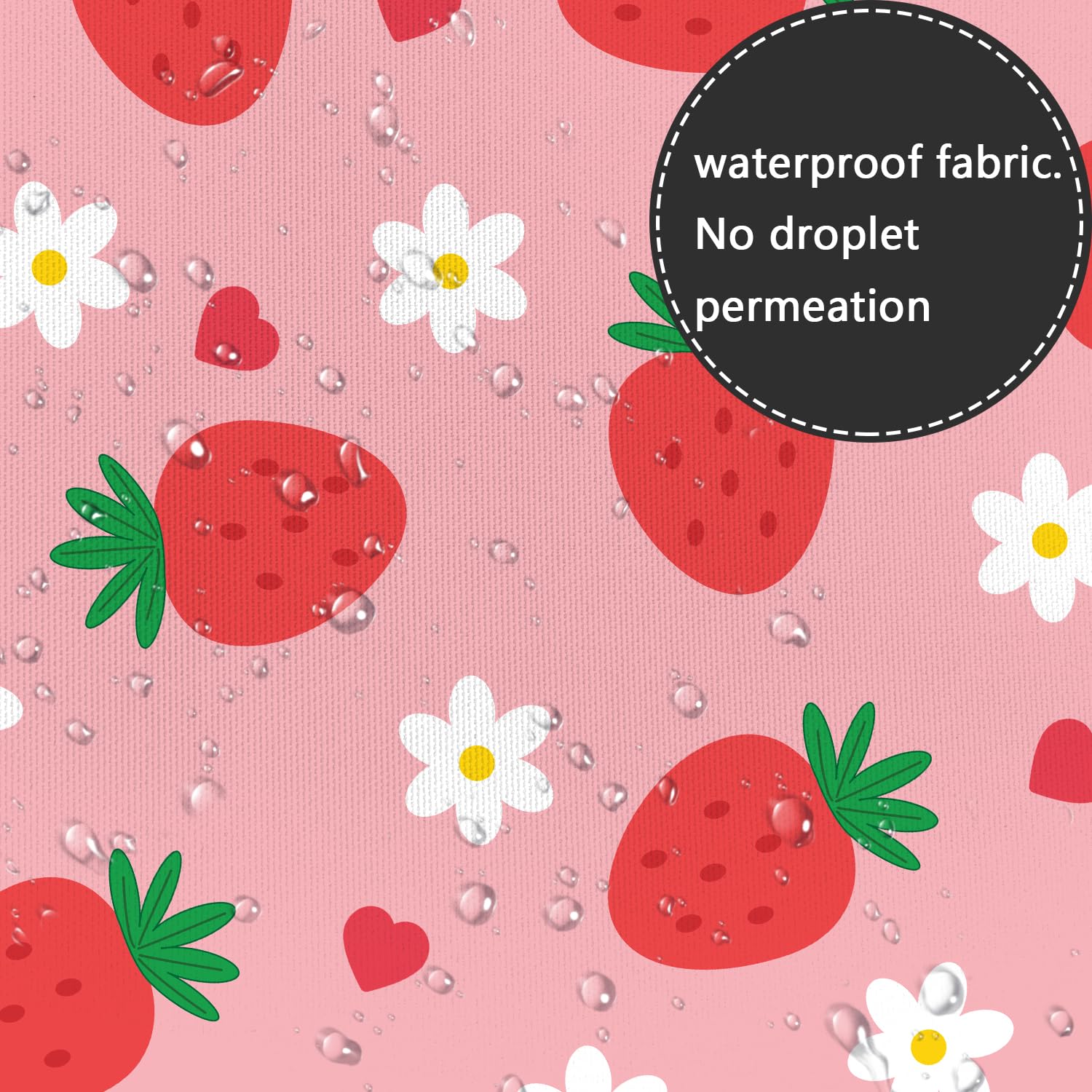 Itapnoom Strawberry Shower Curtain, Pink Lovely Heart Daisy Bath Curtain Decor, For Girl Kid Red Fruit Flora Polyester Fabric Wa