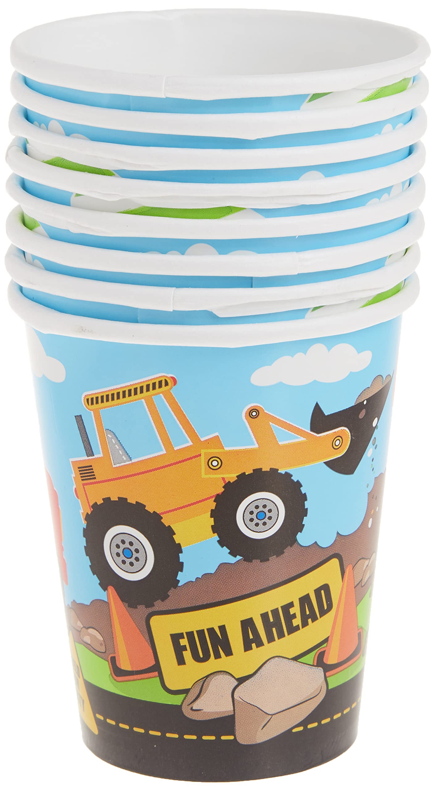 Multicolored Construction Party Paper Cups, 9 Oz. (8-Pack) - Perfect For Kids' Birthdays & Building-Themed Bash