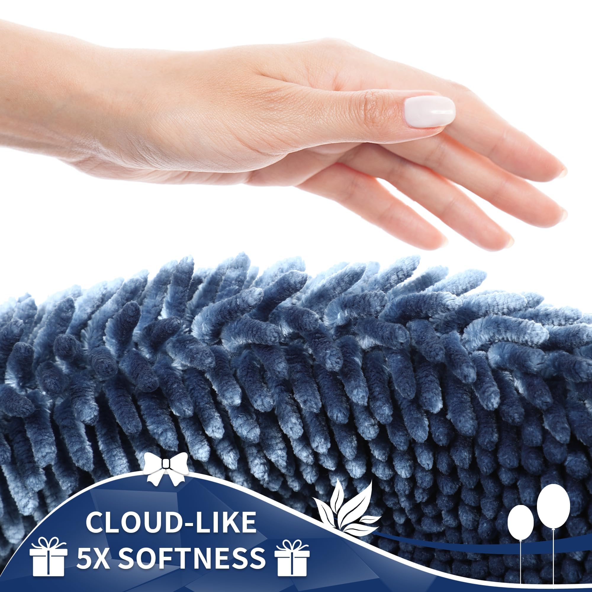Yimobra Original Chenille Bath Rug Mat  Large Size 44.1 x 24 Inch  Soft Shaggy  Non-Slip Bath Mat  Super Absorbent  Machine Washable and Dry  Bathroom Carpets for Nursery  Bed Living Room  Light Blue