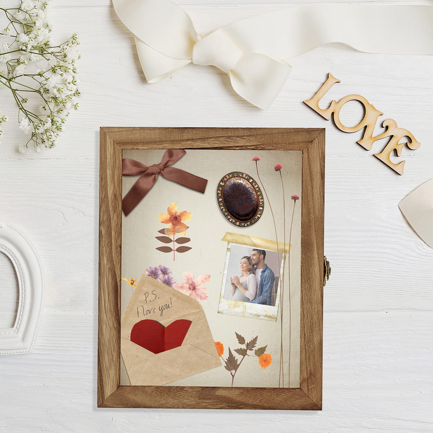 TJMOREE Shadow Box Display case 11 x 14 Shadowbox Frame with Linen Back Memorabilia Bouquet Medals Photos Memory Box for Keepsakes