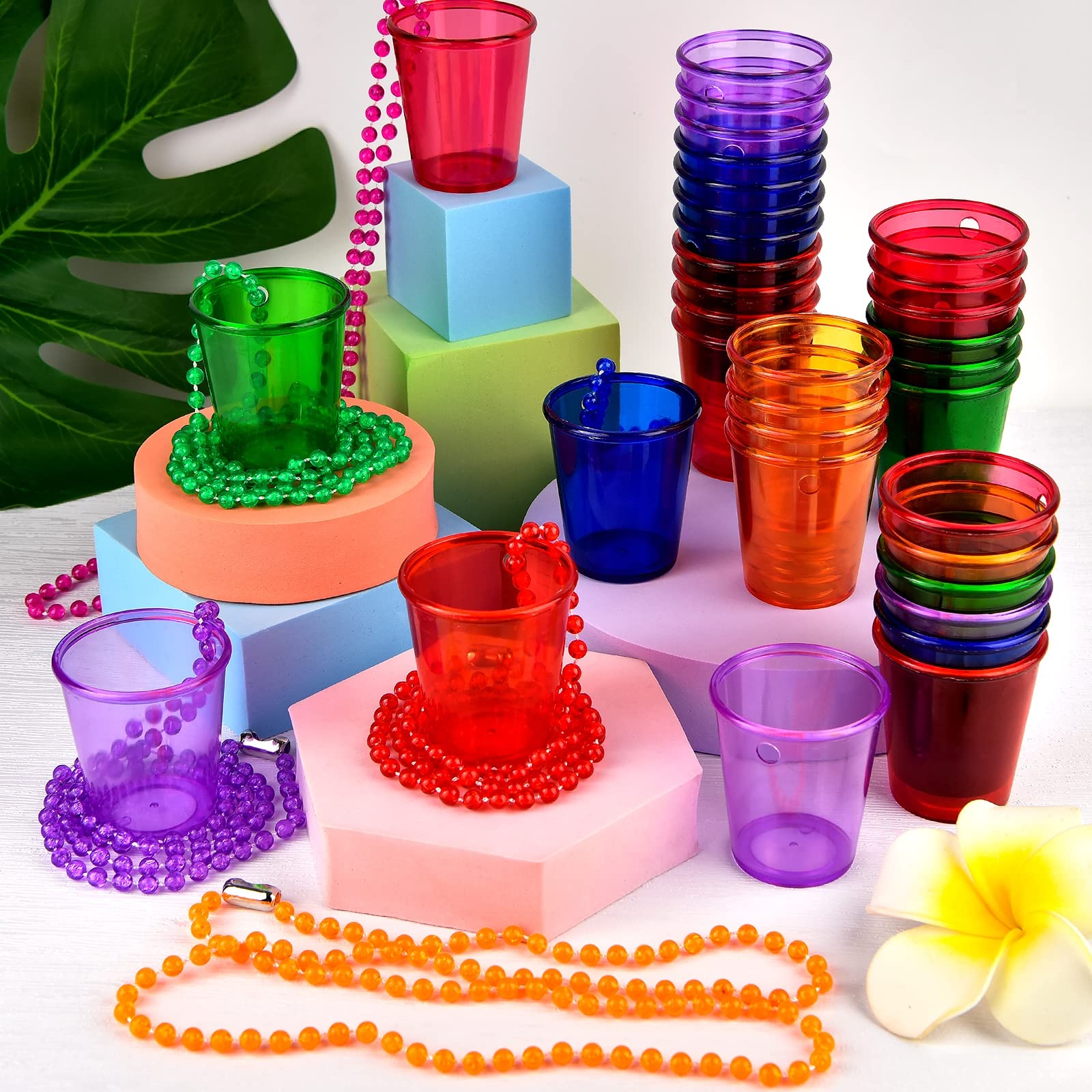 72 Pieces Shot Glass On Beaded Necklace Shot Glass Necklaces Plastic Shot Cup Necklace For Team Groom And Bride Supplies Bachelo