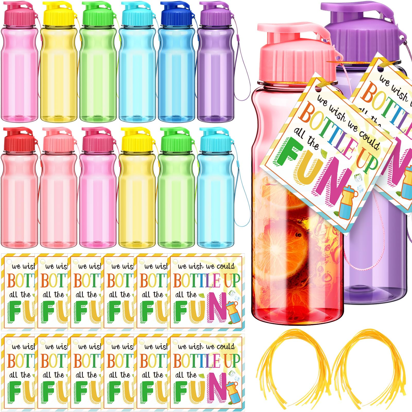 Sunnychicc 12 Pack Water Bottles for Kids School Bulk 18 oz Leakproof Reusable Sports Water Bottles Decorations End of The Year 