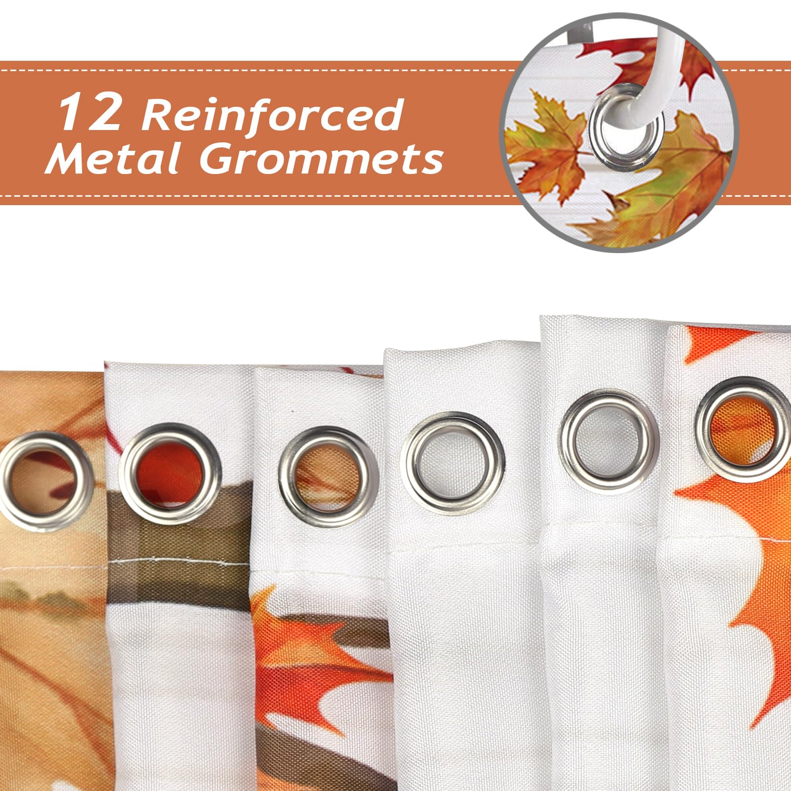 Bonhause Fall Gnome Shower Curtain, Thanksgiving Autumn Pumpkin Maple Leaves Farmhouse Bathroom Curtain 72X72 Inch Polyester Fab