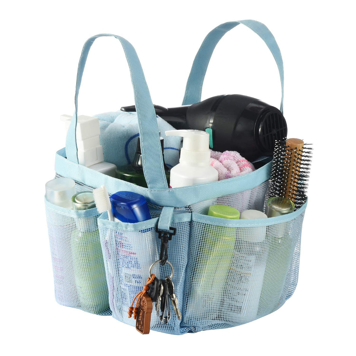 Haundry Mesh Shower Caddy Tote, Large Shower Caddy Bag For College Dorm Room Essentials, Bathroom Organizer With 8 Pockets For B