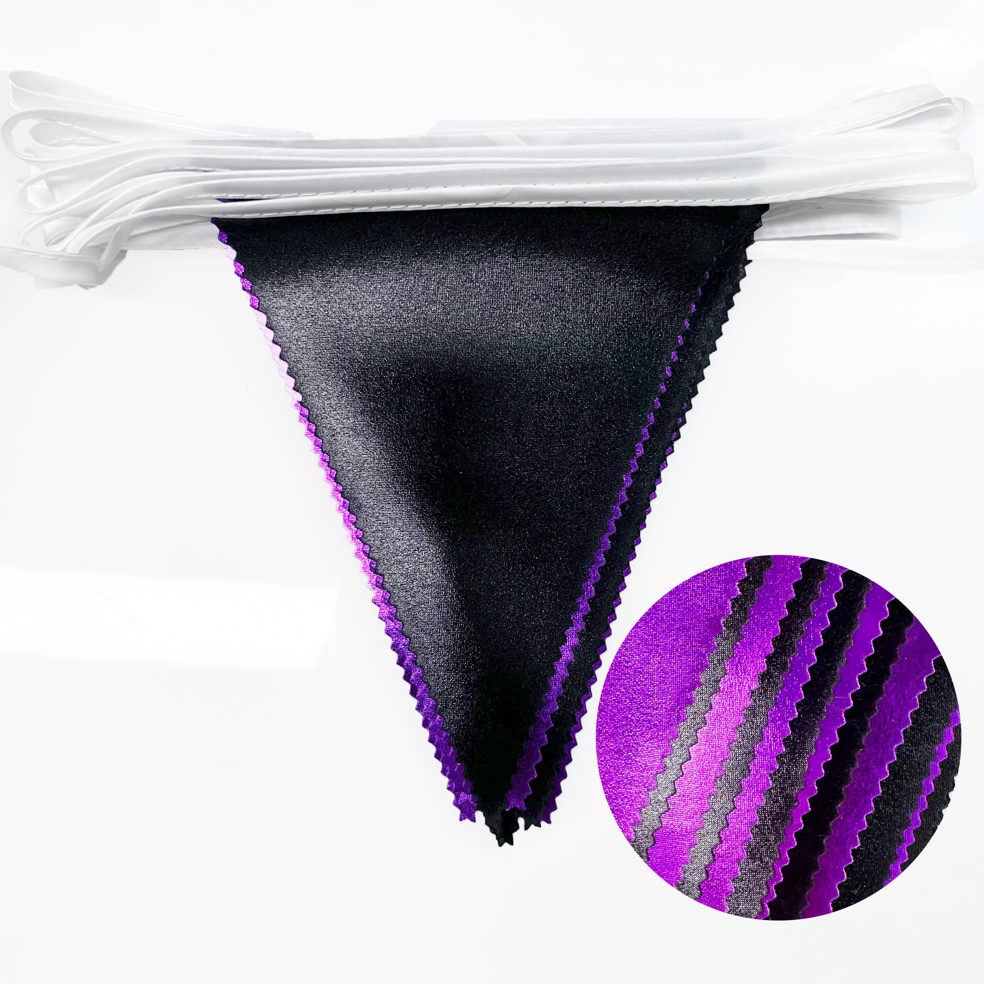 Purple And Black Party Decorations Metallic Fabric Triangle Pennant Banner Flag Bunting Garland For Graduations Birthday Retirem