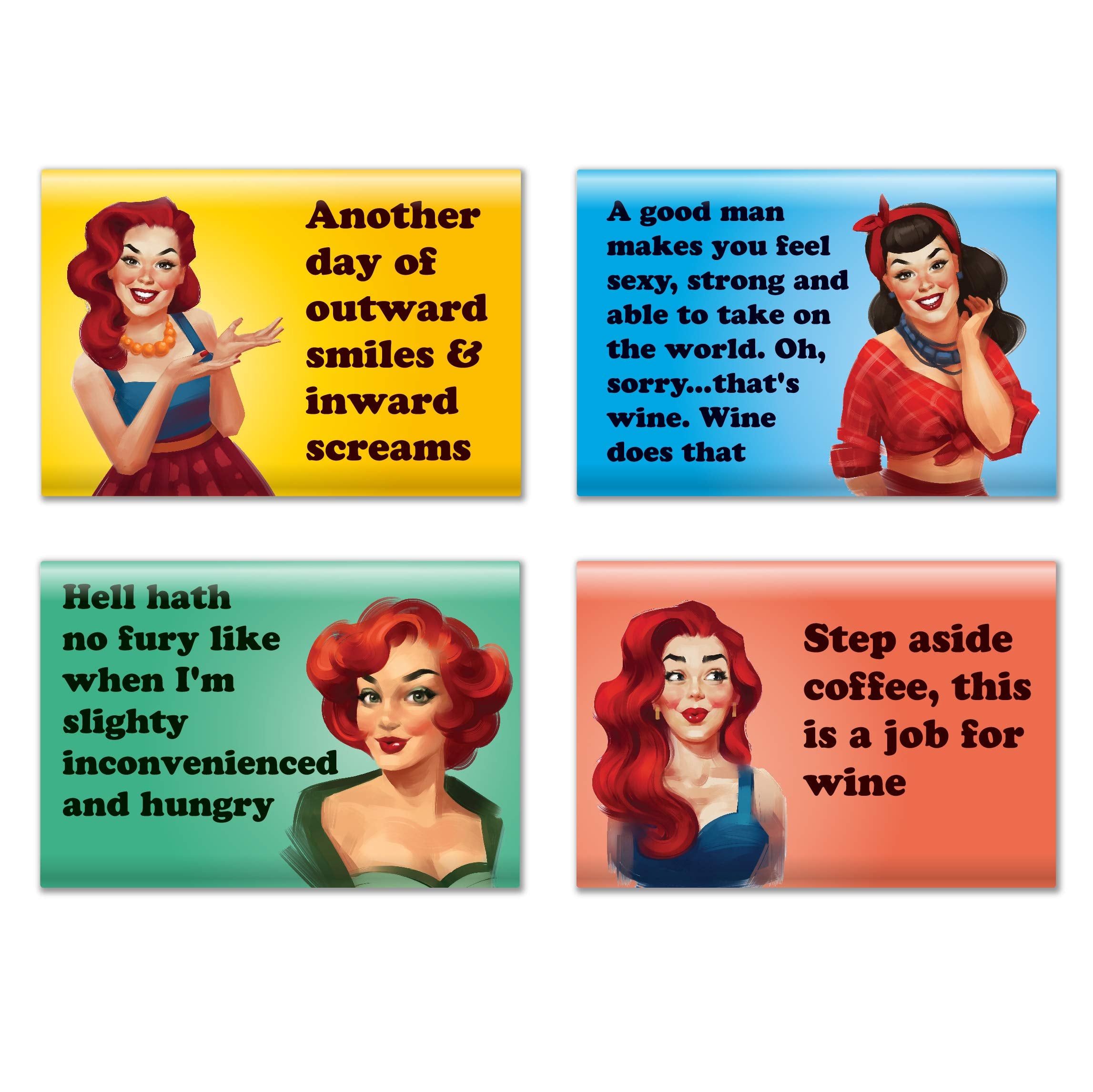 4 Pack Refrigerator Magnets - Funny Fridge Magnet - Perfect Housewarming Gift, Or Gift For Women Friends