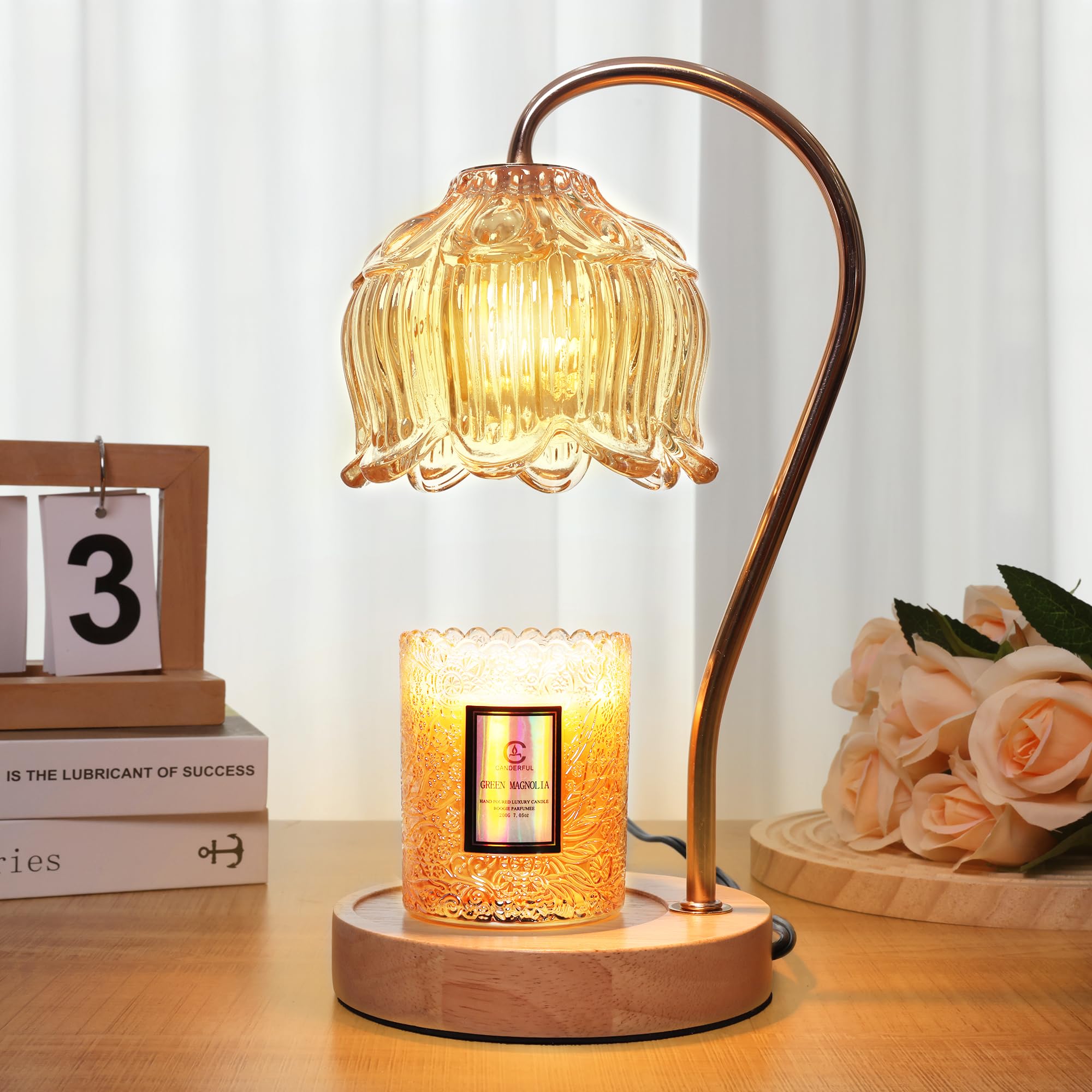 Merrtody Dimmable Flower Candle Warmer Lamp with Timer - Fits All Jar Scented Candles - Unique Birthday & Mother s Day Gift for