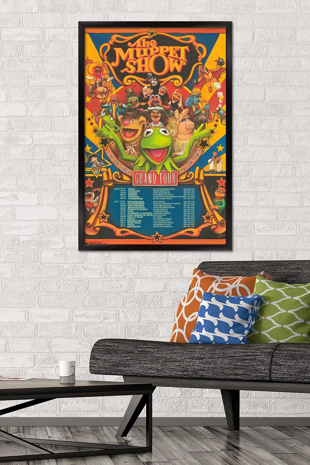 Trends International Disney The Muppets: Most Wanted - Grand Tour Wall Poster, 22.375'' X 34'', Black Framed Version