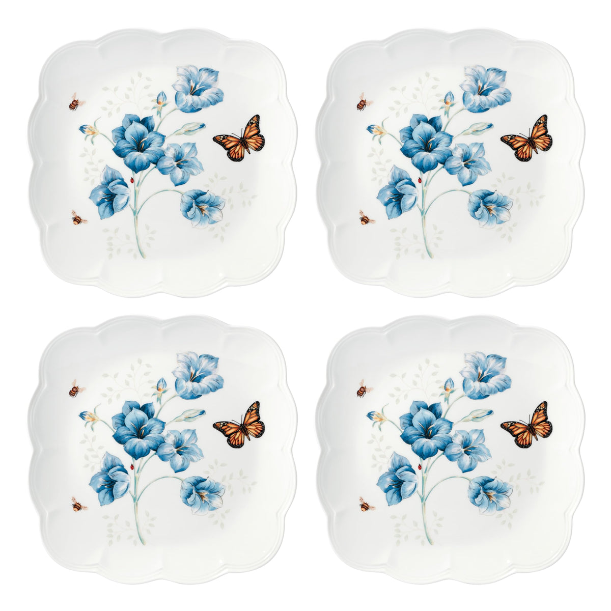 Lenox Butterfly Meadow Square 4Pc Dinner Plates, 4 Count, Multi
