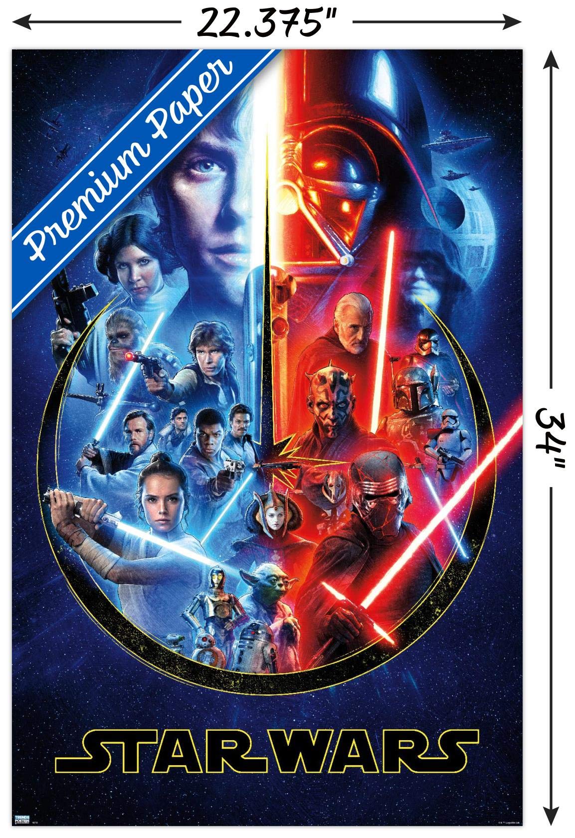 Trends International Star Wars - Skywalker Saga Wall Poster, 22.375'' X 34'', Premium Poster & Clip Bundle