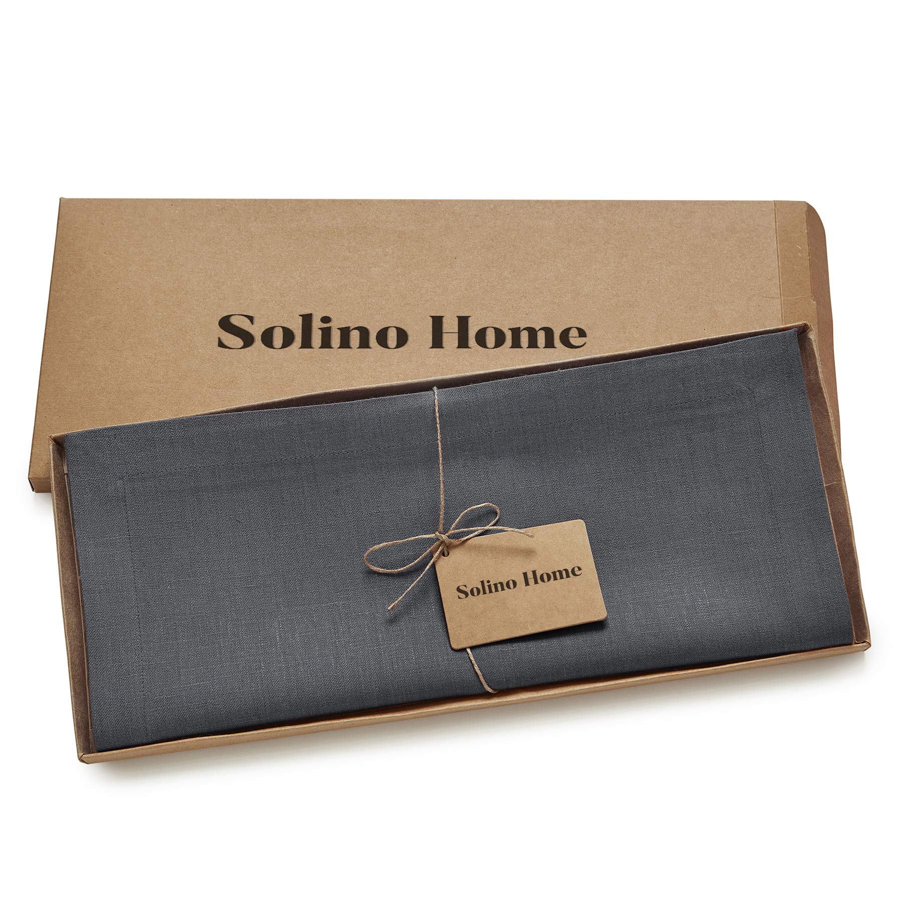 Solino Home Linen Charcoal Table Runner 36 Inch - Diana Medium Weight 100% Pure Linen Short Table Runner 14 X 36 Inch Ideal For