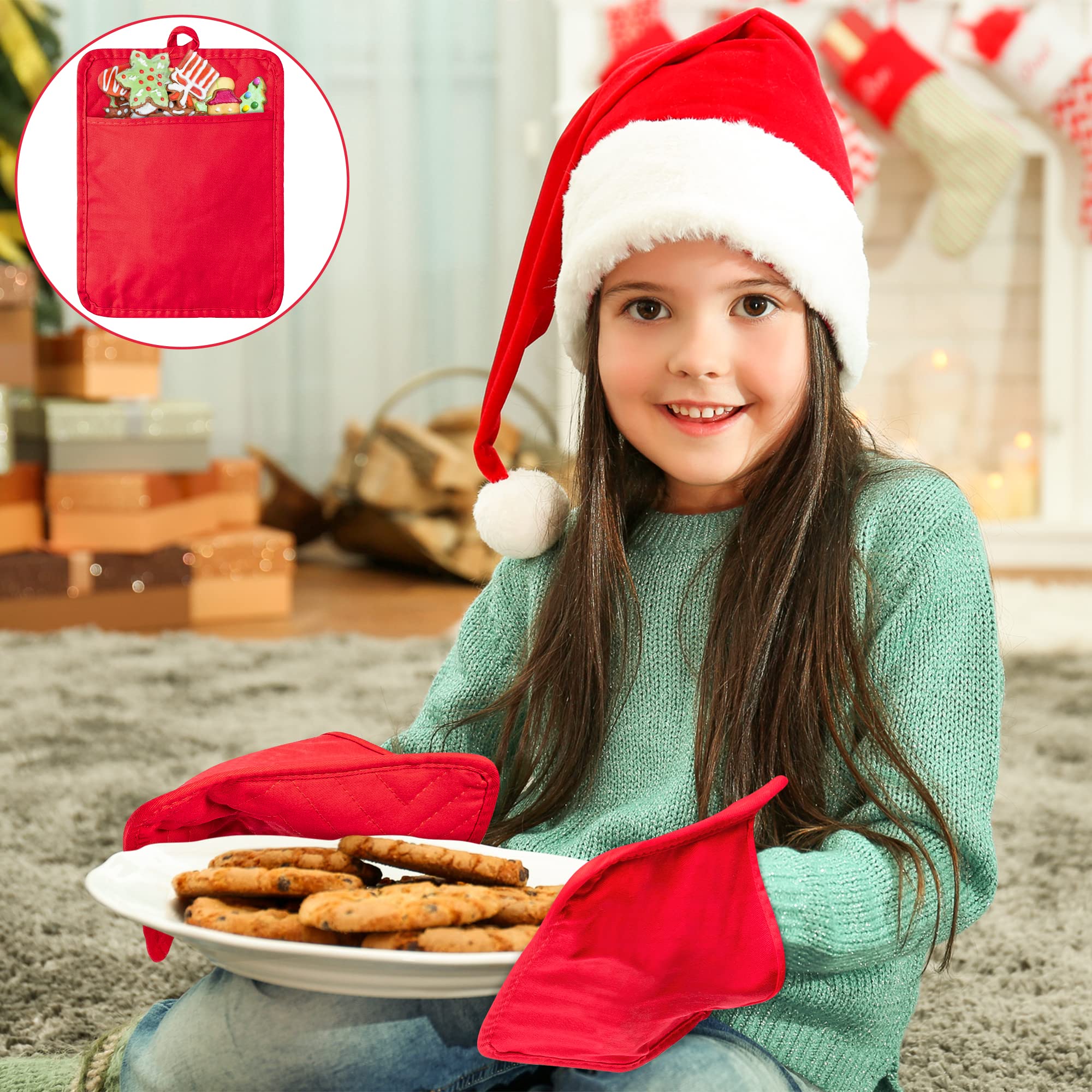 R Horse 6Pcs Christmas Red Green Potholders With Pockets Baking Cooking Gift Kitchen Cotton Heat Resistant Potholder Machine Was