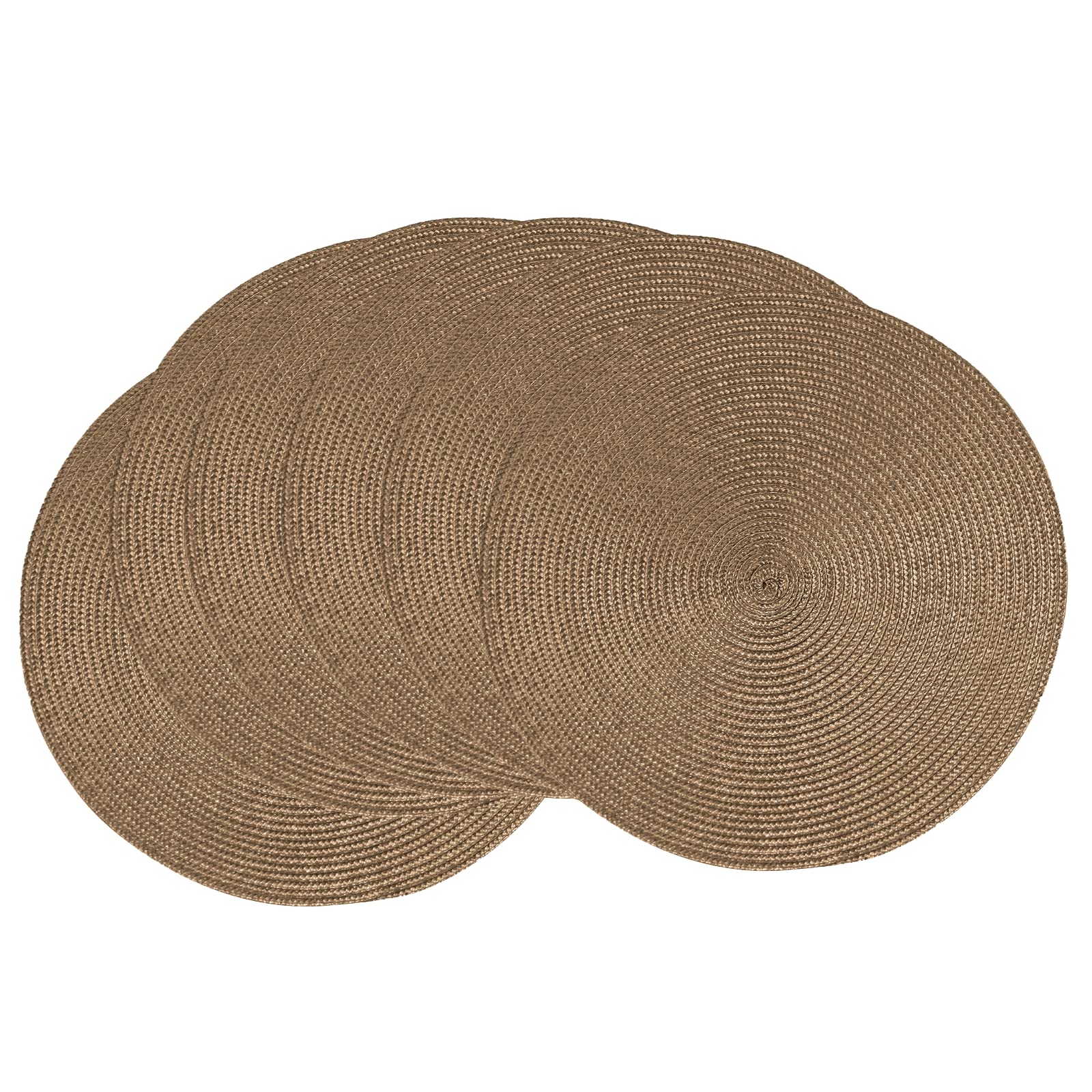Ahhfsmei Round Braided Placemats 15 Inch Round Table Mats For Dining Tables Natural Woven Heat Resistant Place Mats Set Of 6 (Br