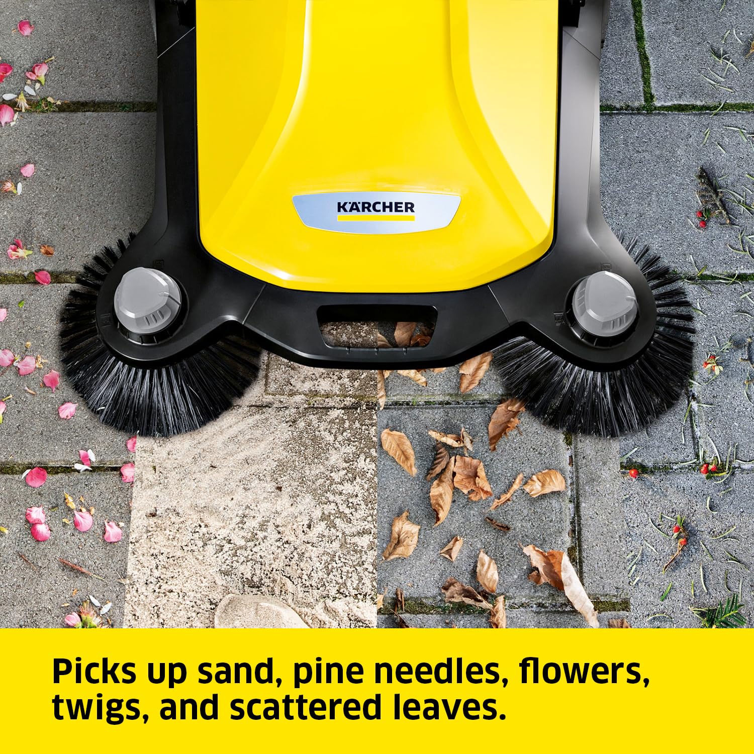 Krcher - S 6 Twin Walk-Behind Outdoor Hand Push Floor Sweeper - 10 Gallon Capacity - 33.9'' Sweeping Width - Sweeps up to 32,300