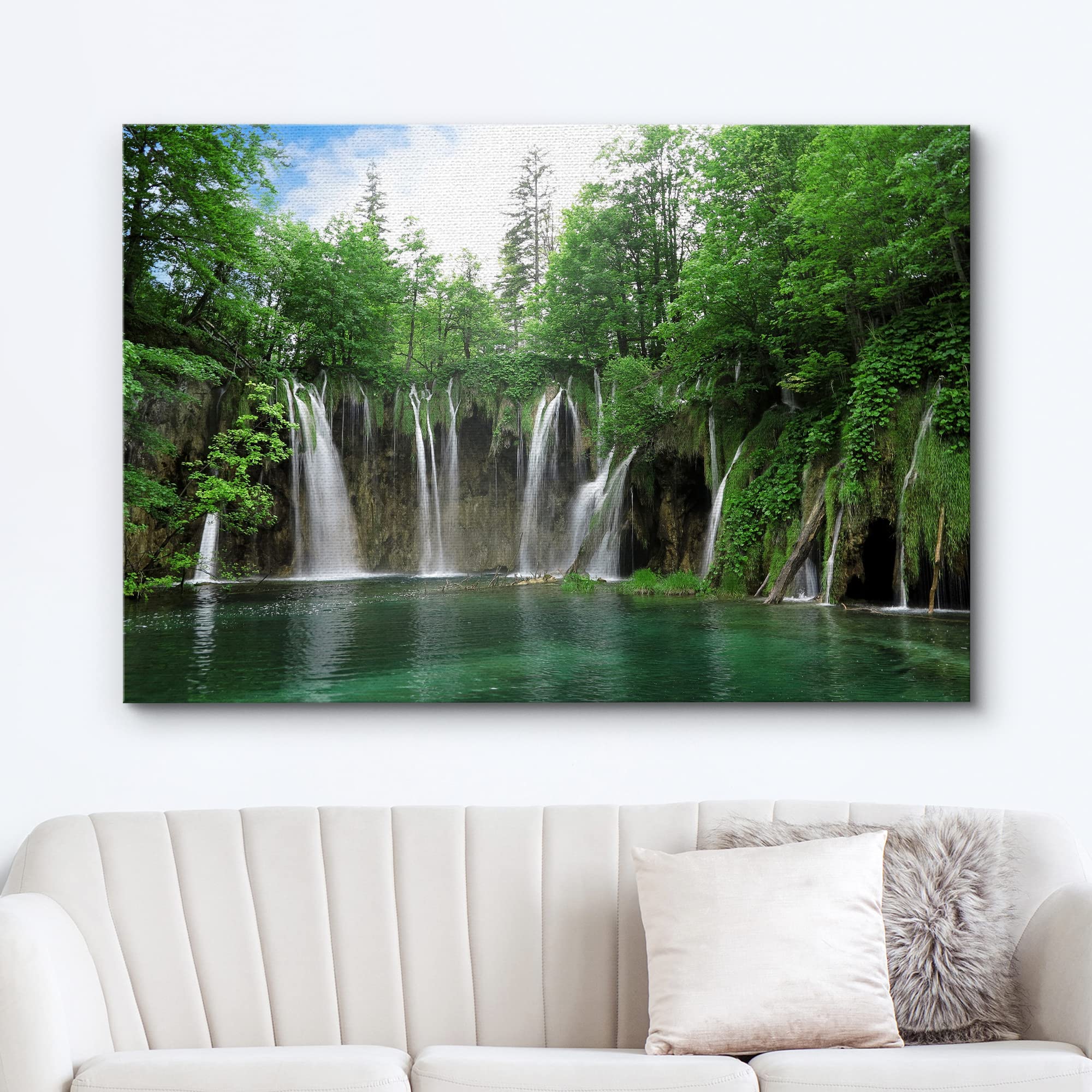 Wall26 Canvas Print Wall Art Green Forest Waterfall In Croatia Park Nature Wilderness Photography Modern Art Rustic Scenic Color