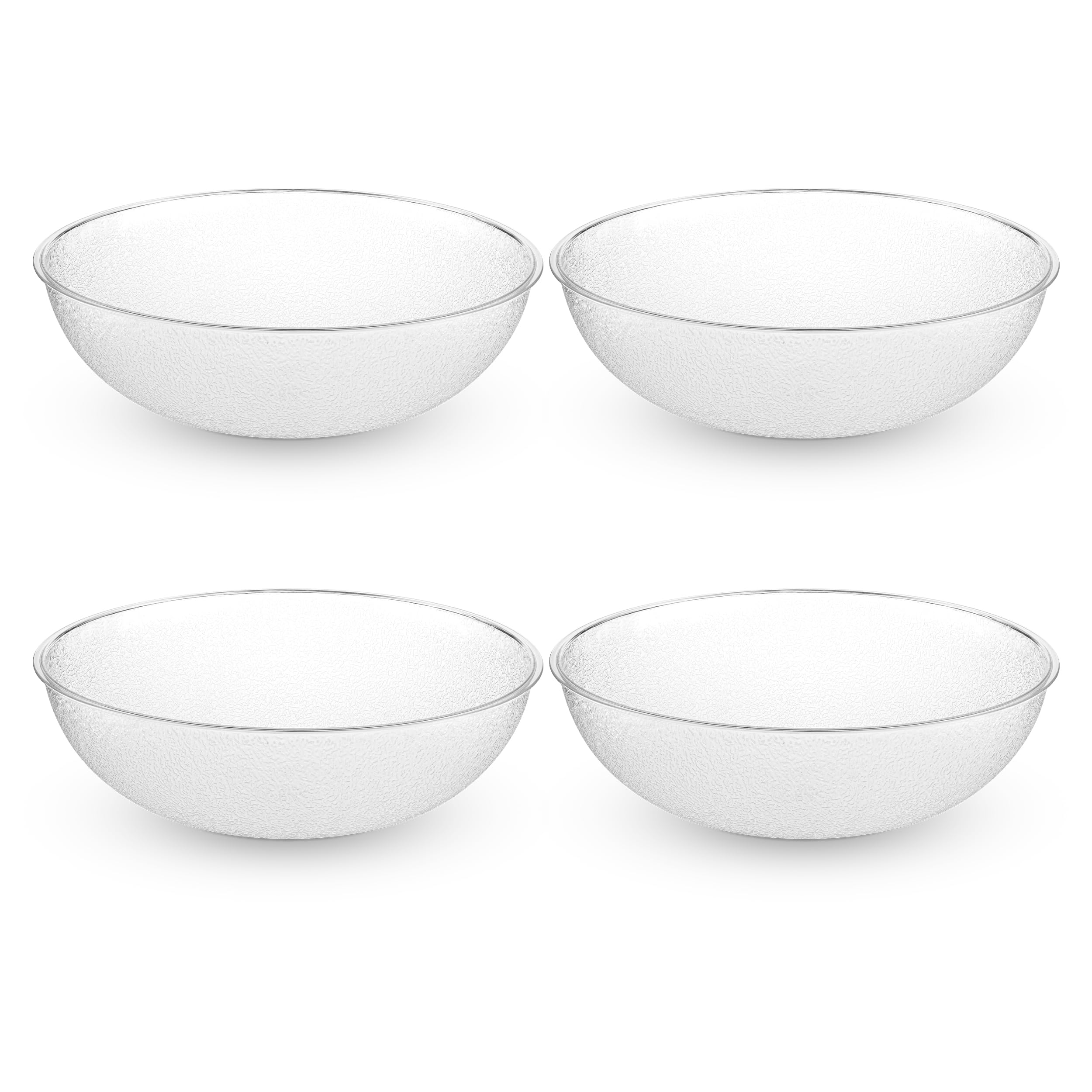 Carlisle FoodService Products CFS 721507 Round Pebbled Salad Serving Bowl, 11 Quart, Clear (Pack of 4)