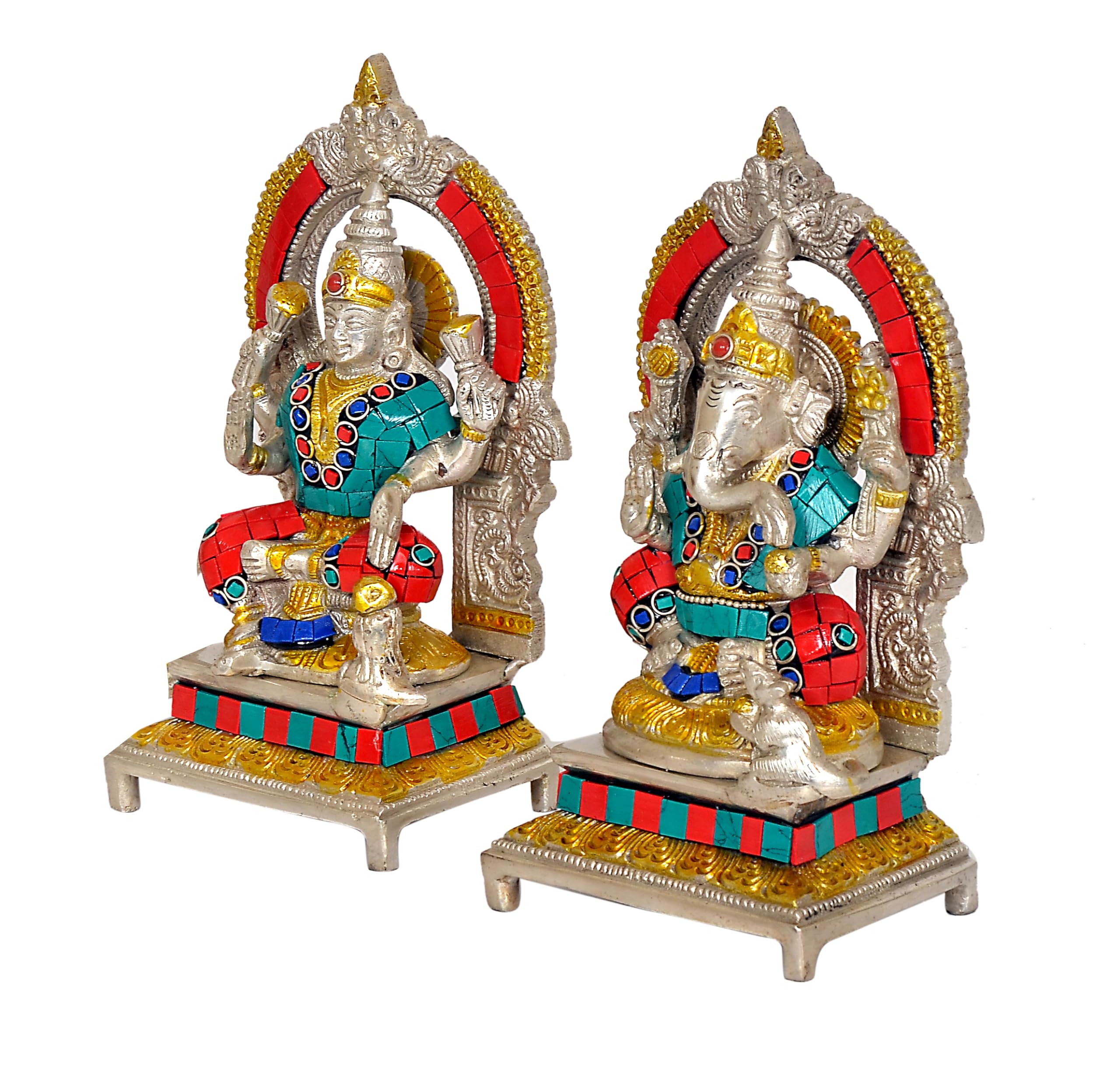 Dattatreya Brass Lakshmi And Ganesha Ganesh Murti Idol Statue Idol Statue Sculpture For Diwali Pooja Height - 7 Inches