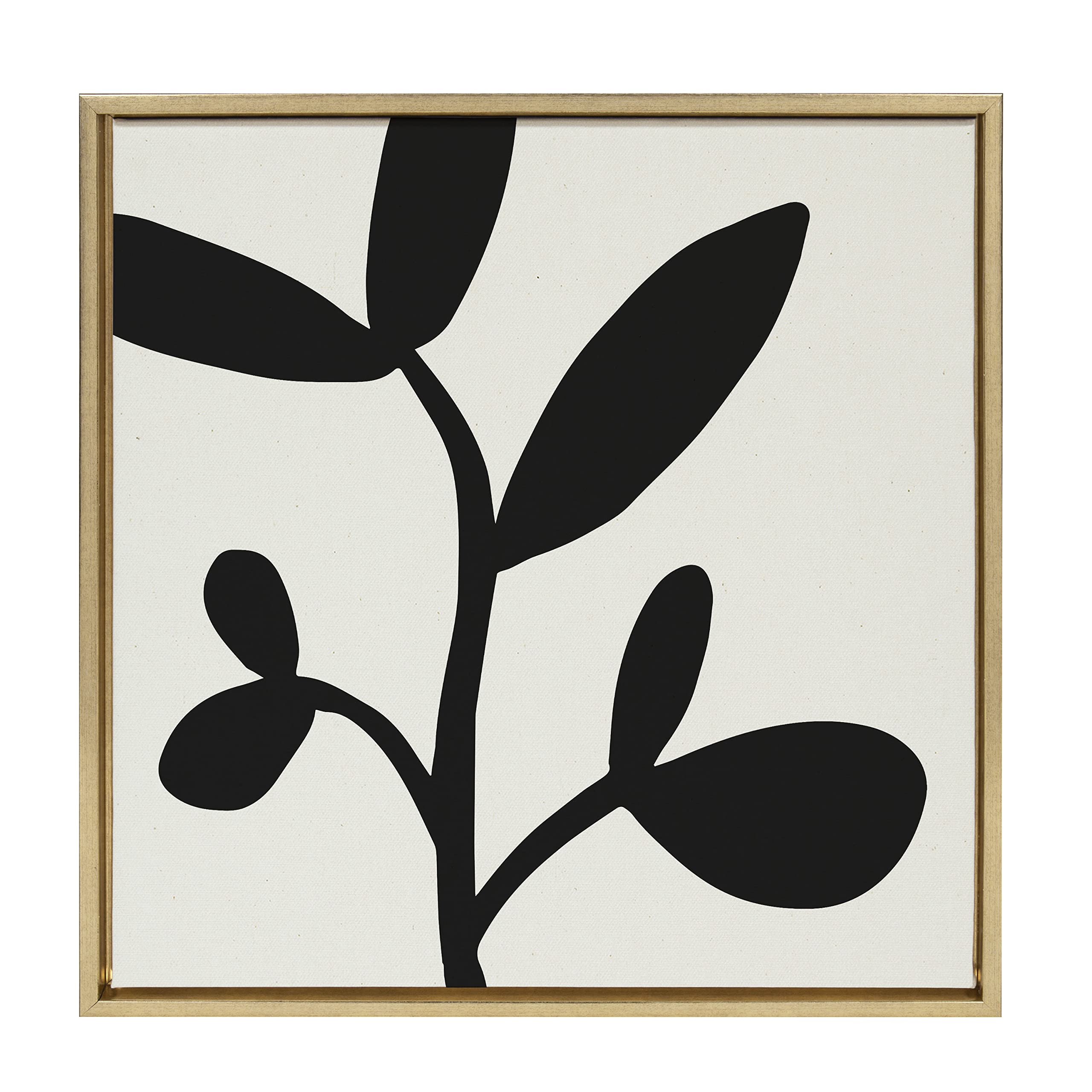 Kate And Laurel Sylvie Modern Botanical Neutral Abstract 2 Framed Canvas Wall Art By The Creative Bunch Studio, 22X22 Gold, Deco
