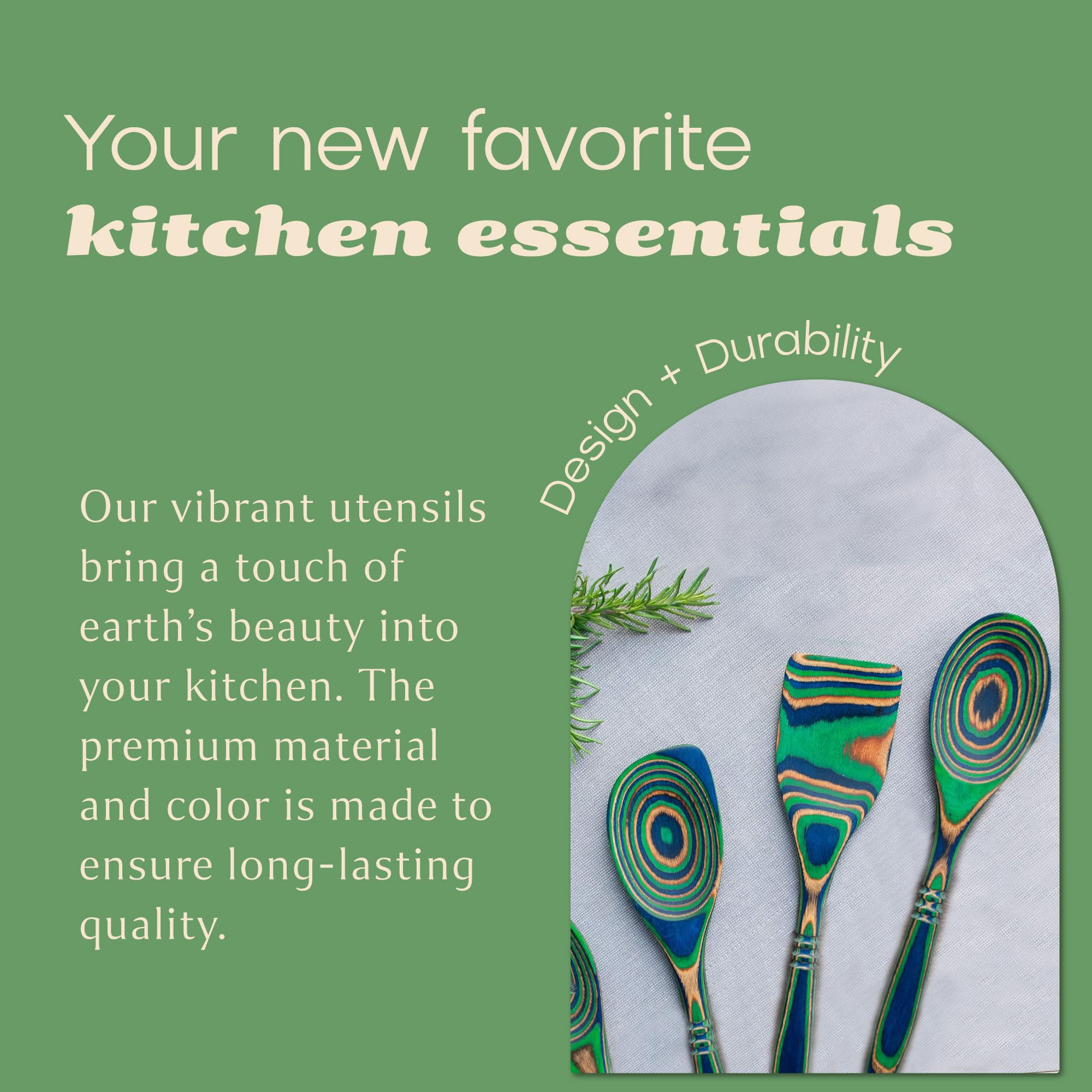 Island Bamboo 12 Inch Pakkawood Spoon - Island Bamboo Pakkawood Utensils, Colorful Wooden Spoons, Utensils For Cooking, Mixing,