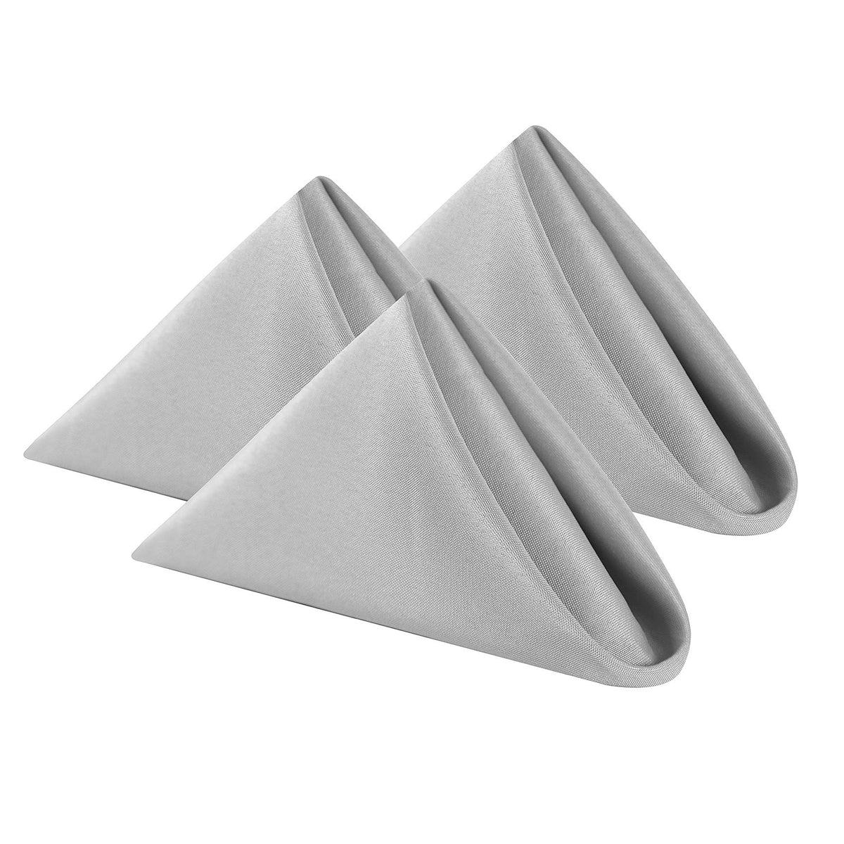 Cloth Napkins 17X17 Inch Washable Polyester Dinner Napkins Soft Table Napkins For Wedding Party Dining Banquet(Silver,100Pcs)