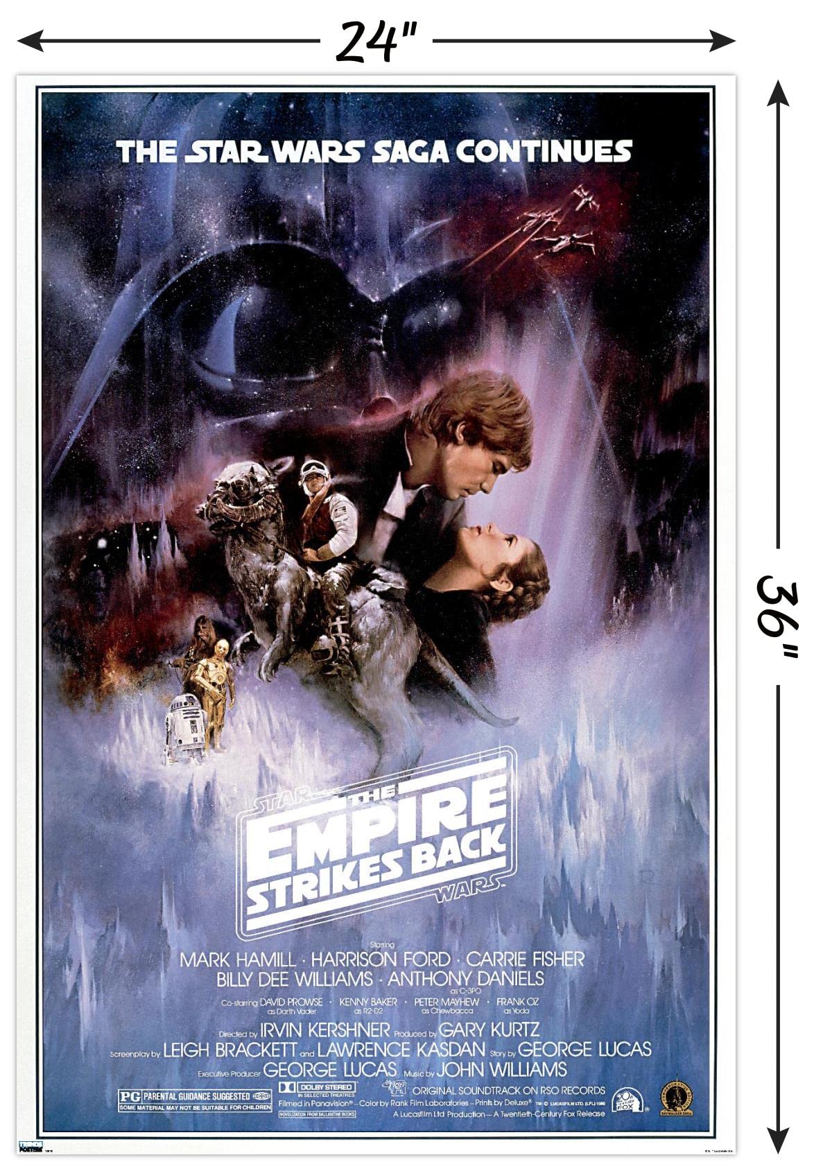 Trends International 24X36 Star Wars: The Empire Strikes Back - One Sheet 2 Wall Poster, 24'' X 36'', Unframed Version